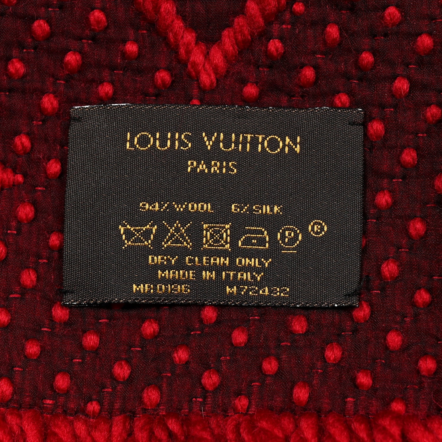Wool Silk Logomania Scarf Rubis