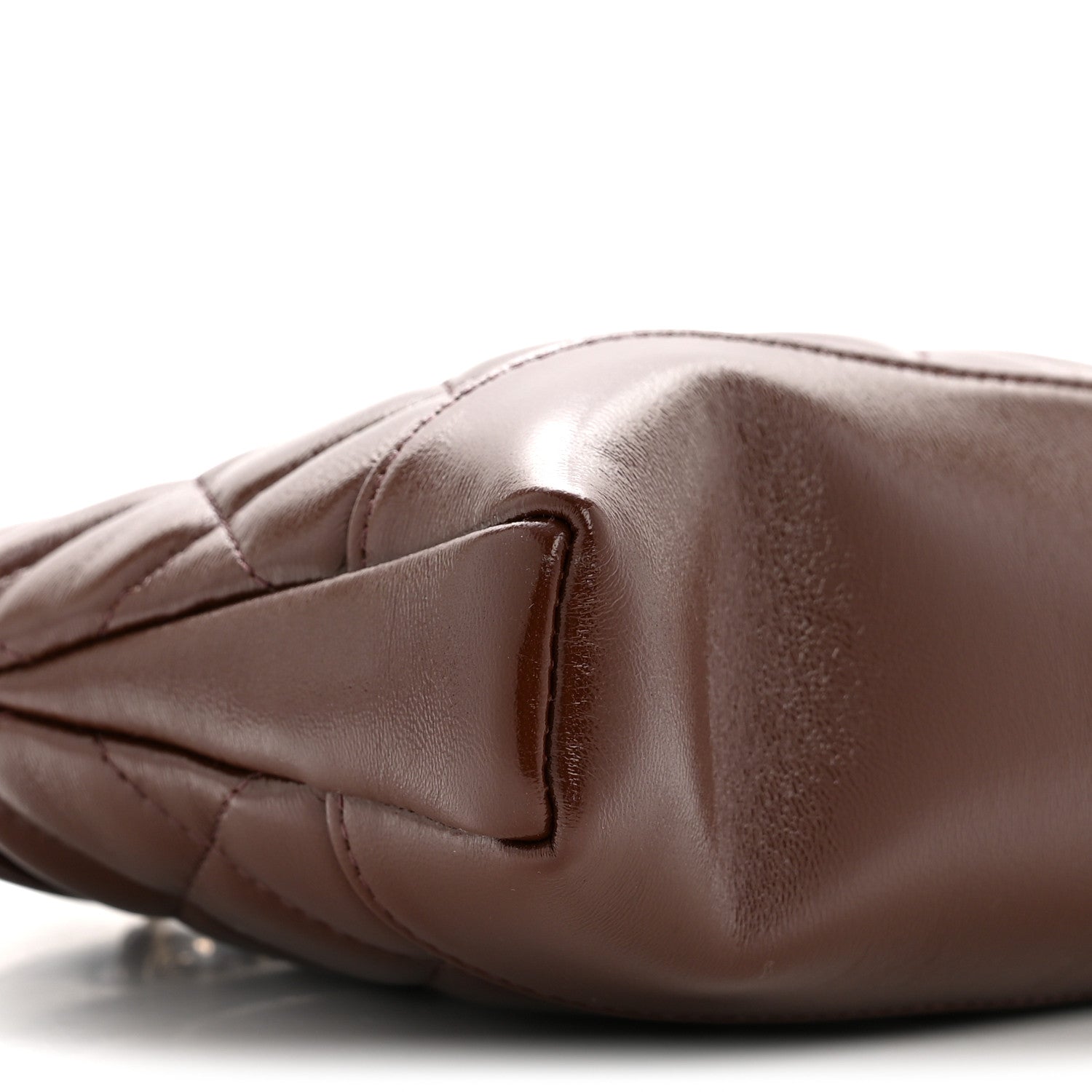 Shiny Crumpled Calfskin Quilted Nano 31 Shopping Bag Brown