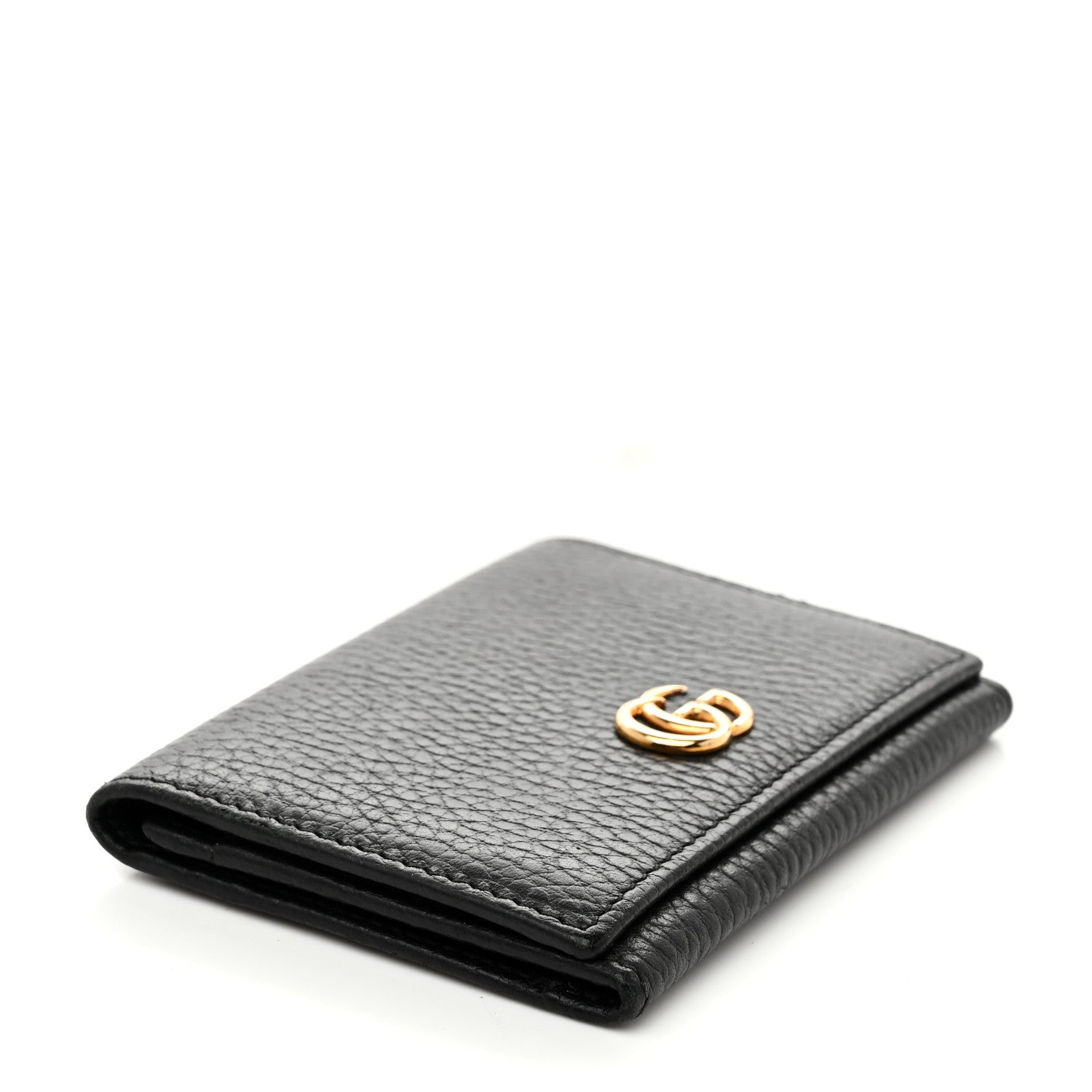 Pebbled Calfskin GG Marmont Card Case Black
