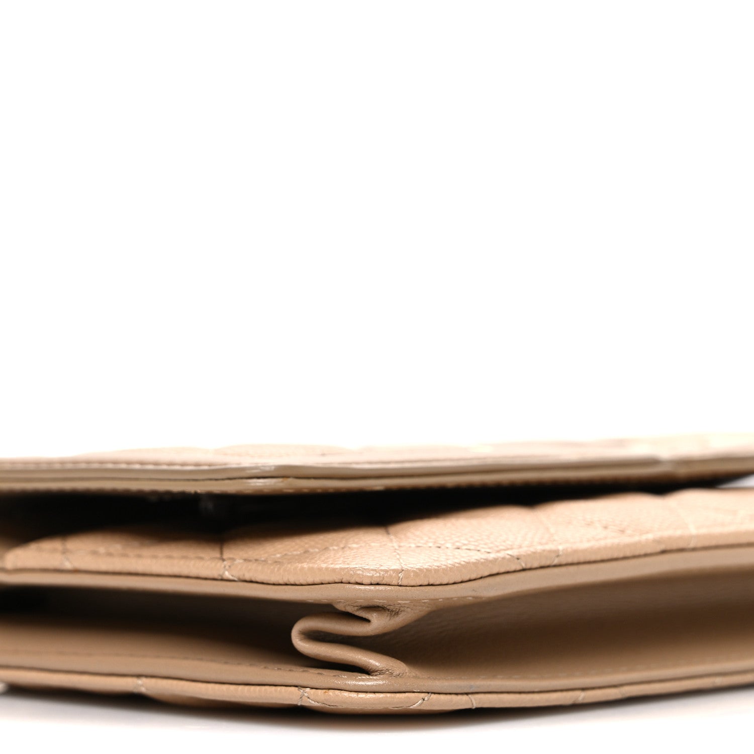 Caviar Quilted CC Filigree Wallet On Chain WOC Beige