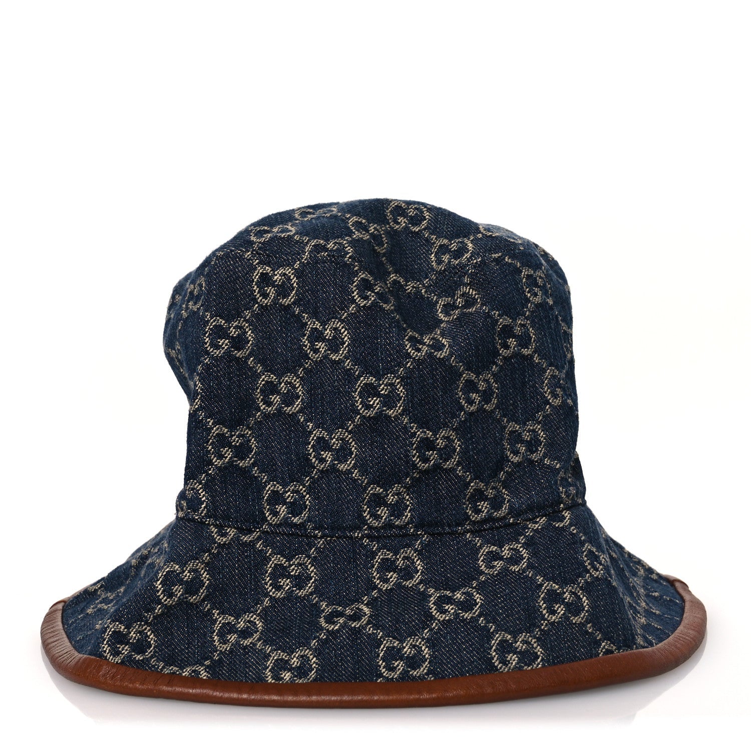 Washed Jacquard Denim Nappa GG Monogram Oscar Bucket Hat XL Denim Cuir