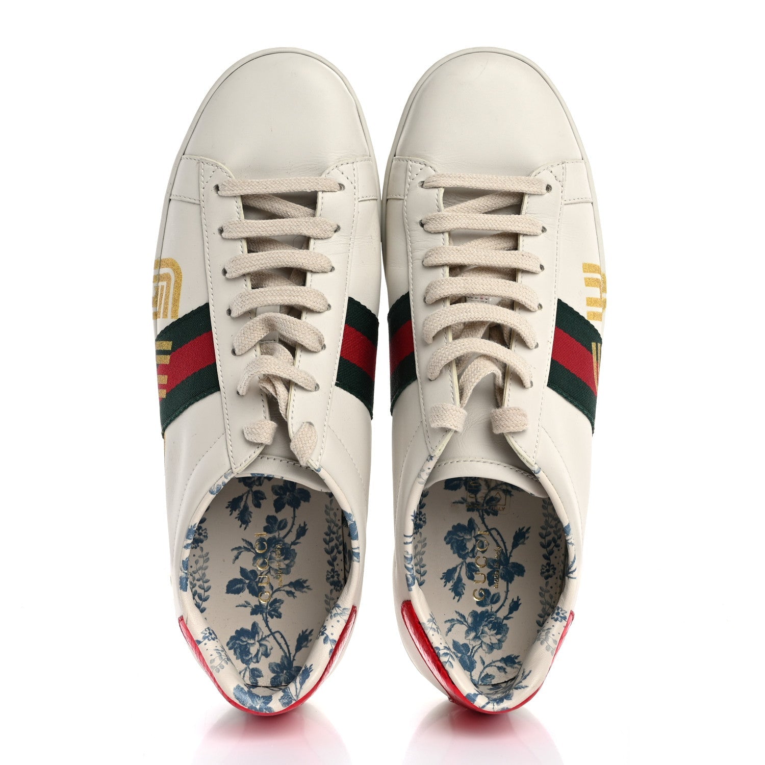 X SEGA Calfskin Ayers Web Guccy Womens Ace Sneakers 39.5 White