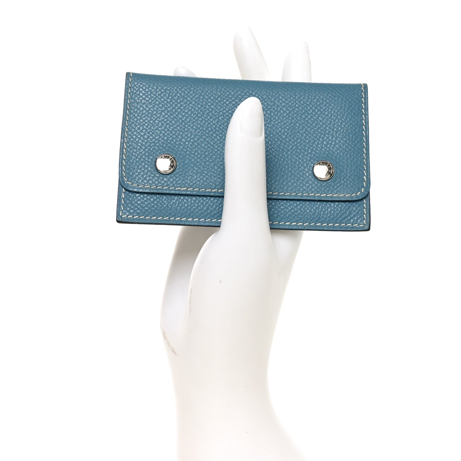 Epsom Hermesnap Card Holder Bleu Jean