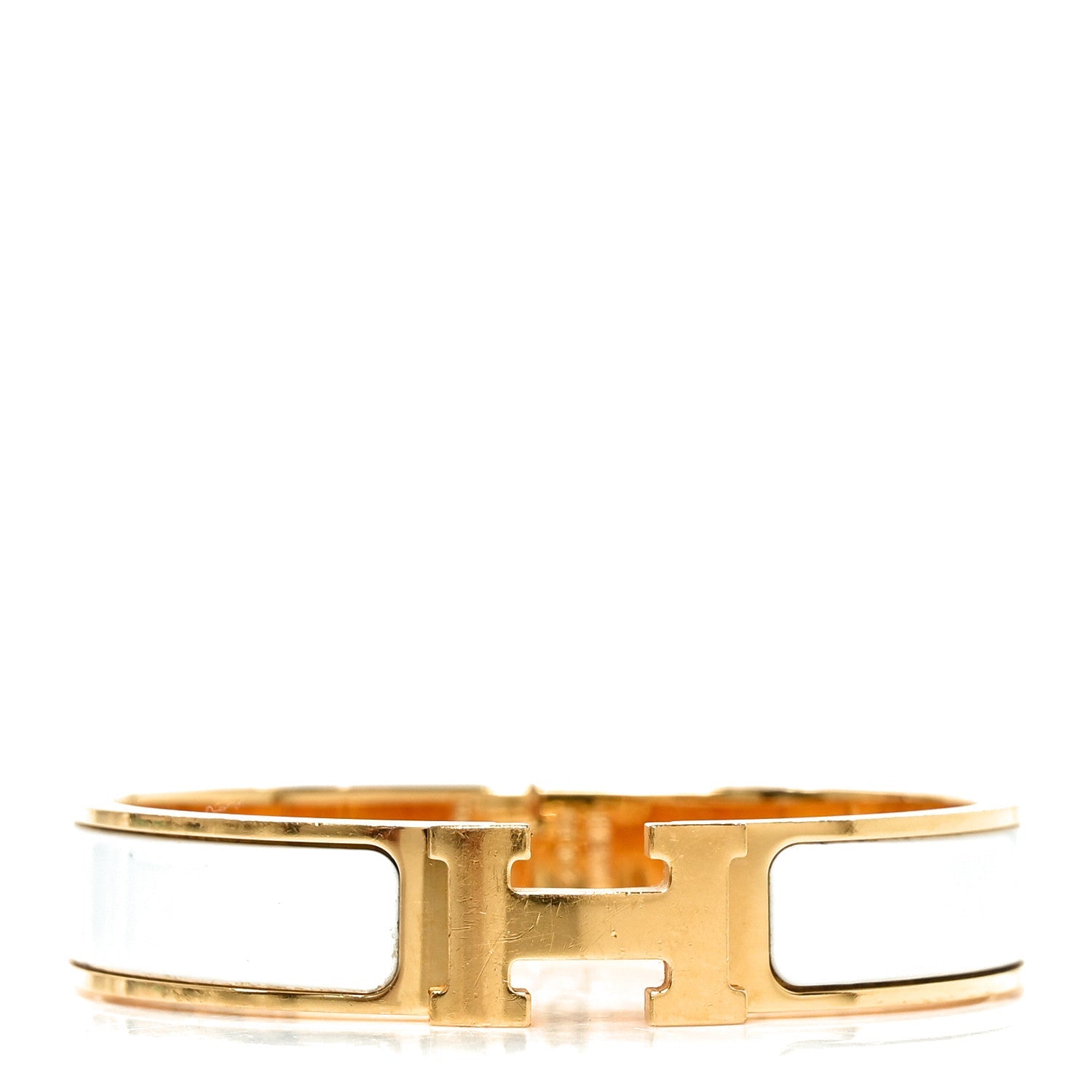 Enamel Narrow Clic Clac H Bracelet PM White