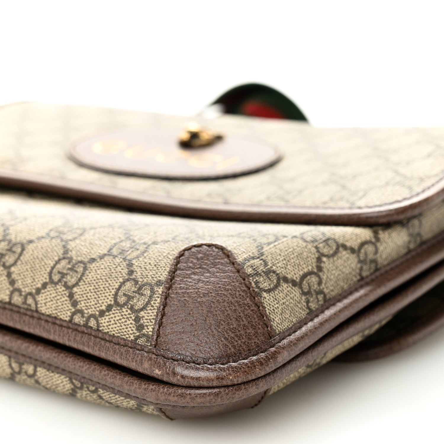 GG Supreme Monogram Web Neo Vintage Double Flap Messenger Bag Beige New Acero