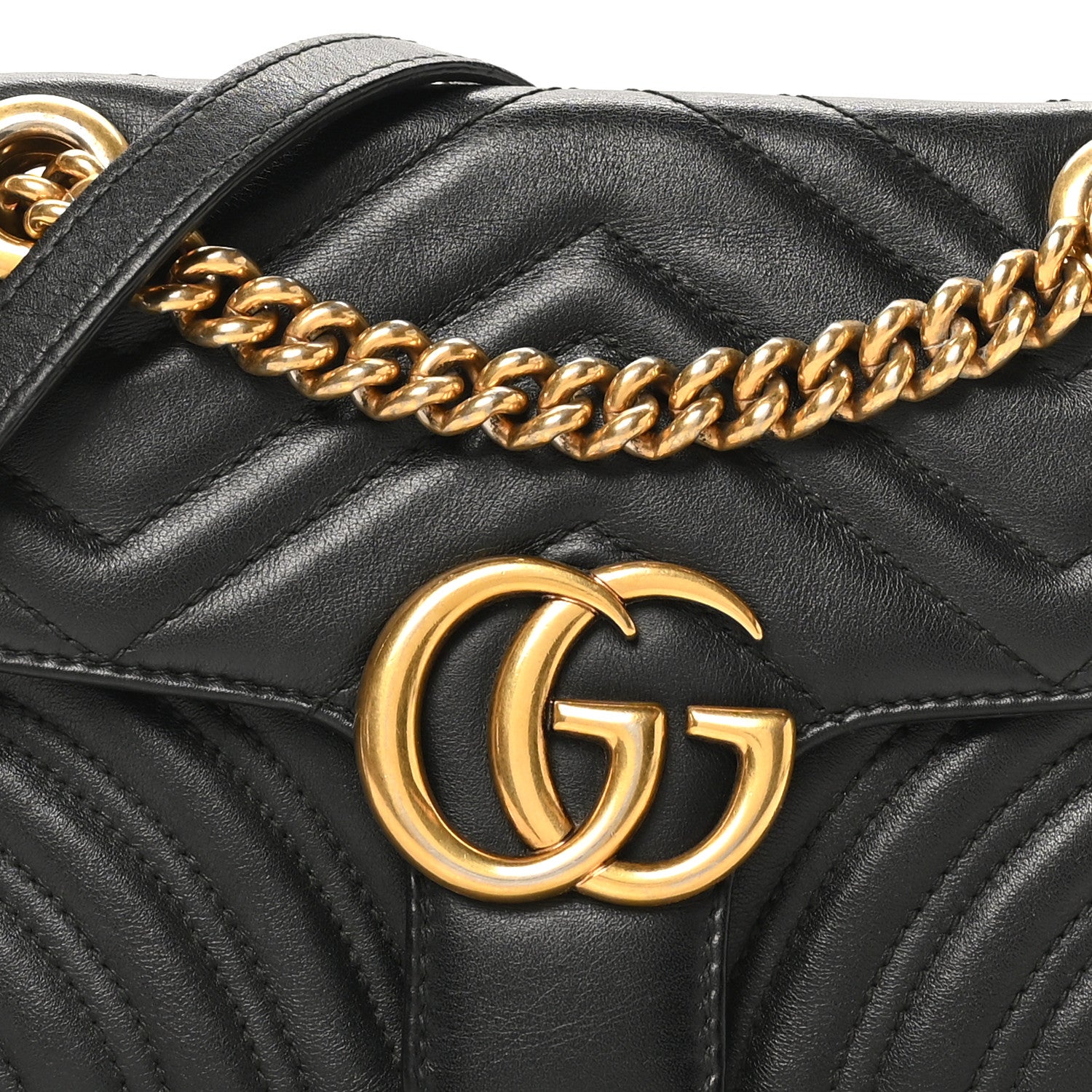 Calfskin Matelasse Mini GG Marmont Shoulder Bag Black