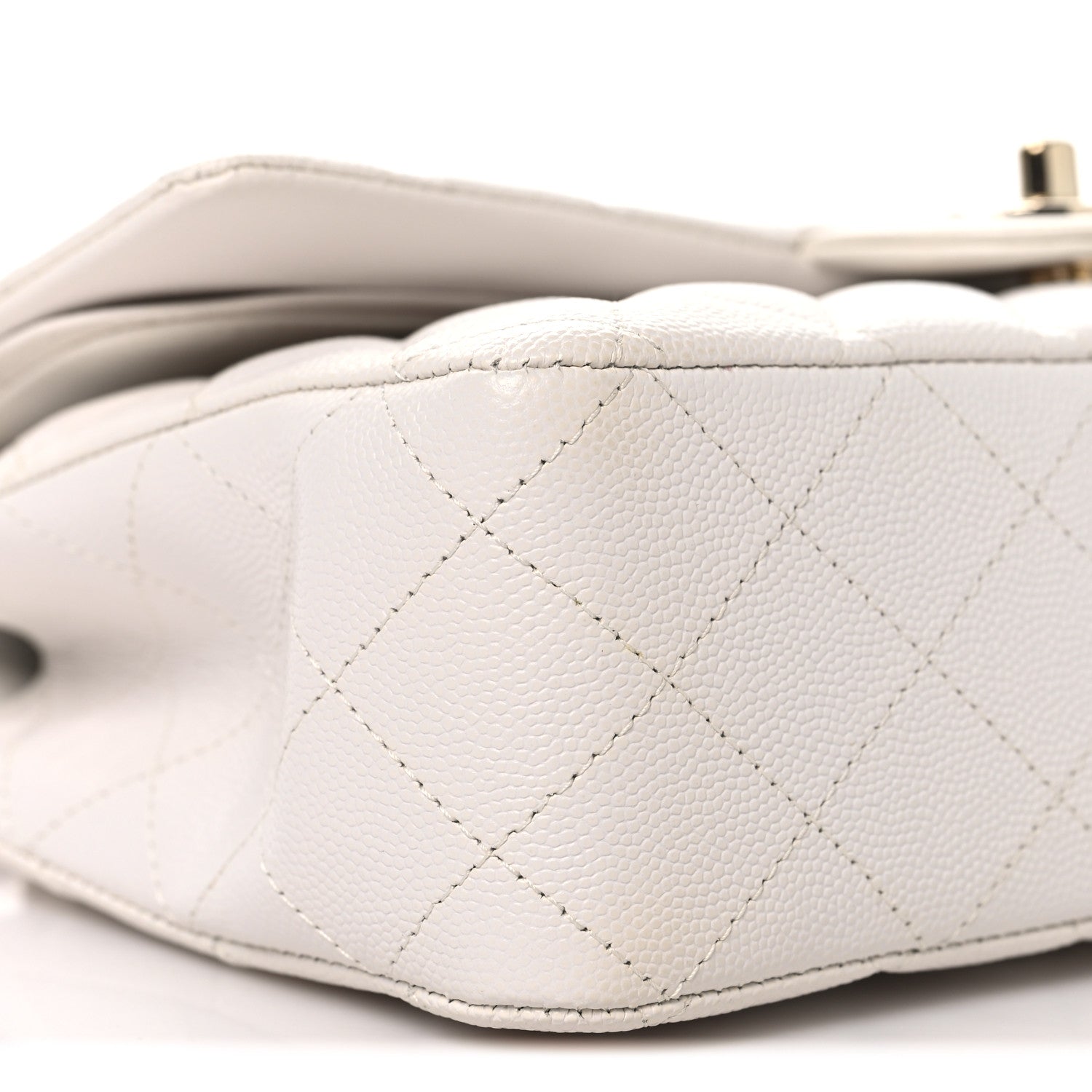 Caviar Quilted Medium Double Flap White