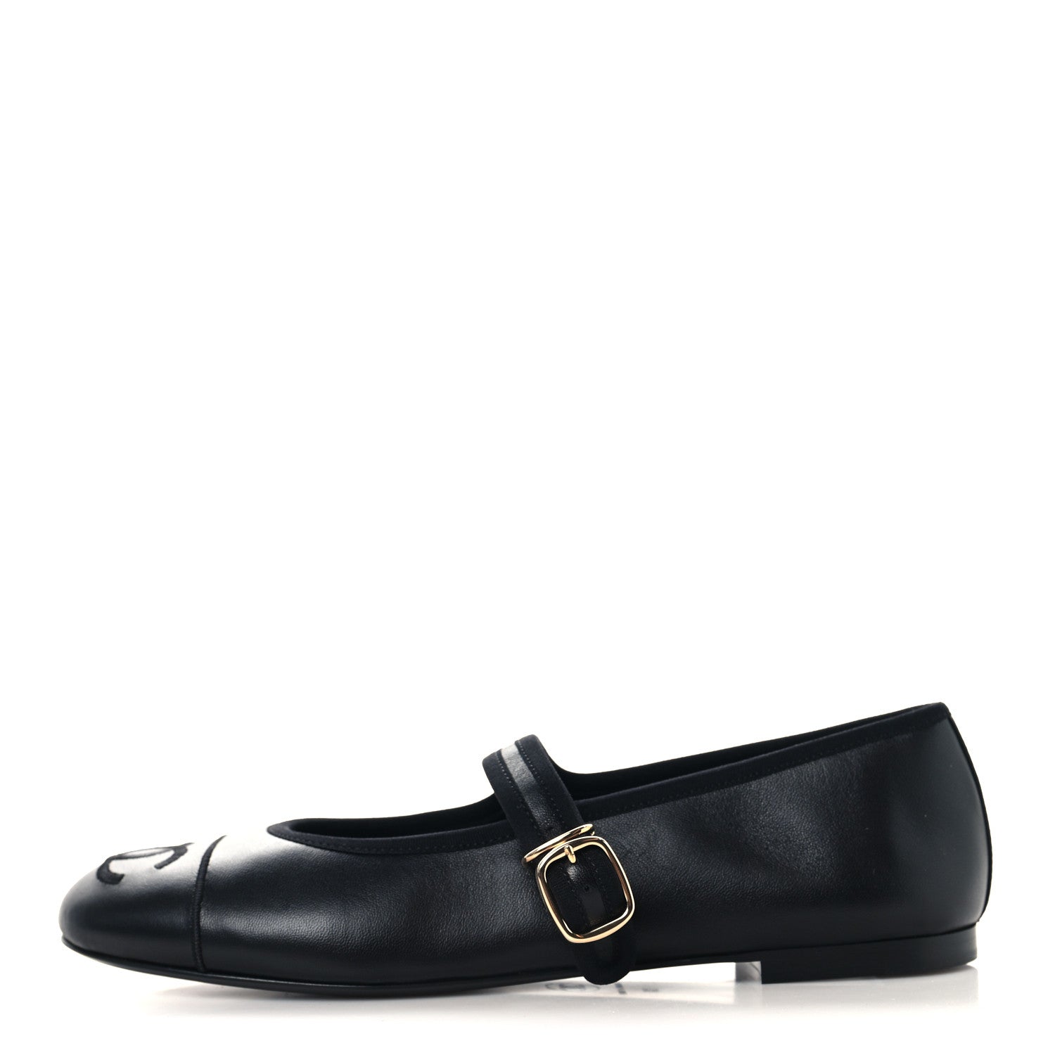 Lambskin Mary Jane Flats 38 Black