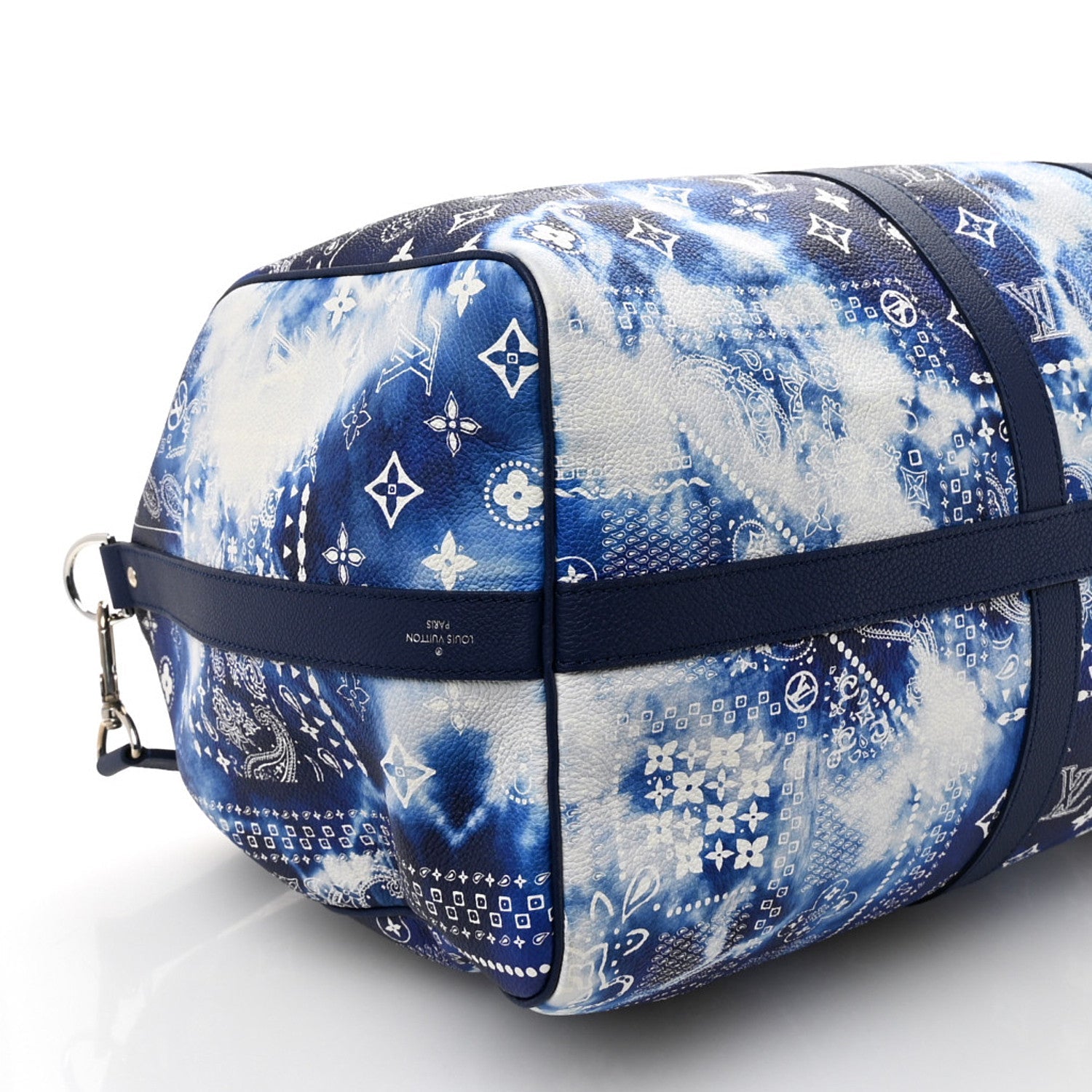 Cowhide Monogram Bandana Keepall Bandouliere 50 Blue
