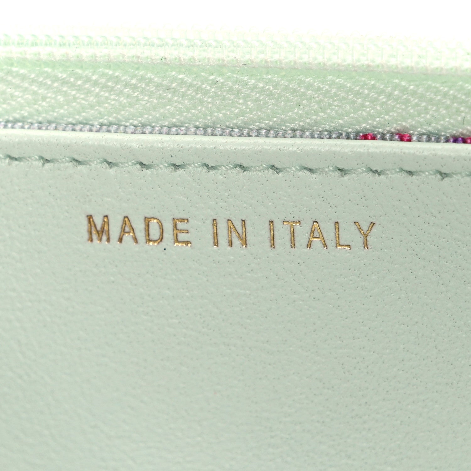 Lambskin Quilted Textured CC Wallet On Chain WOC Light Green