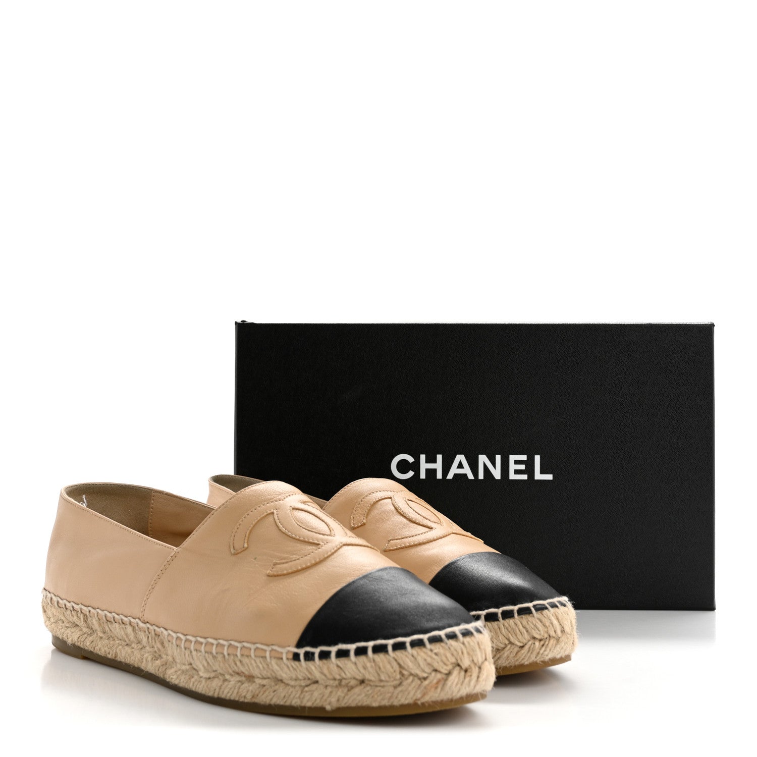 Lambskin CC Espadrilles 40 Beige Black