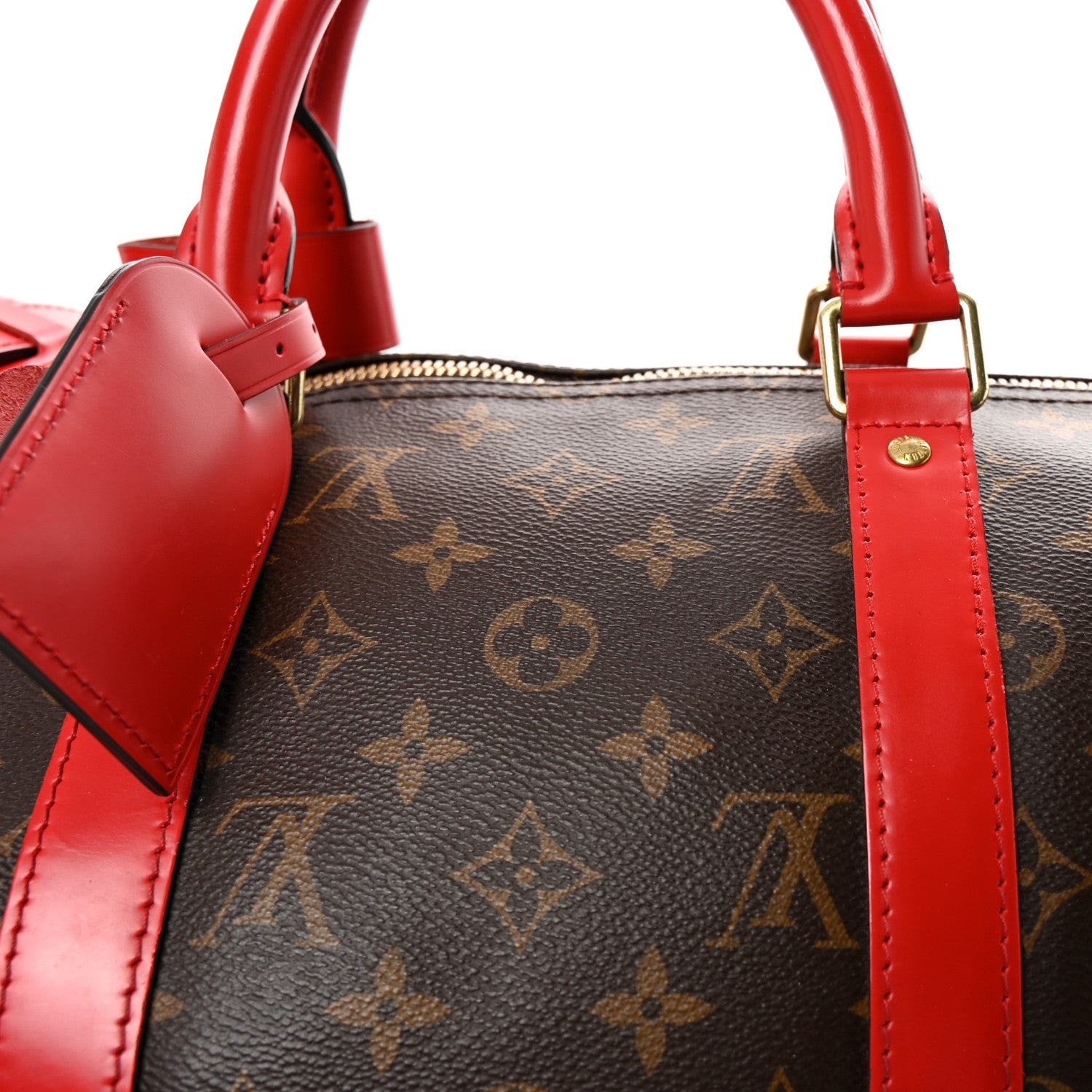 Calfskin Monogram Keepall Bandouliere 50 Coquelicot