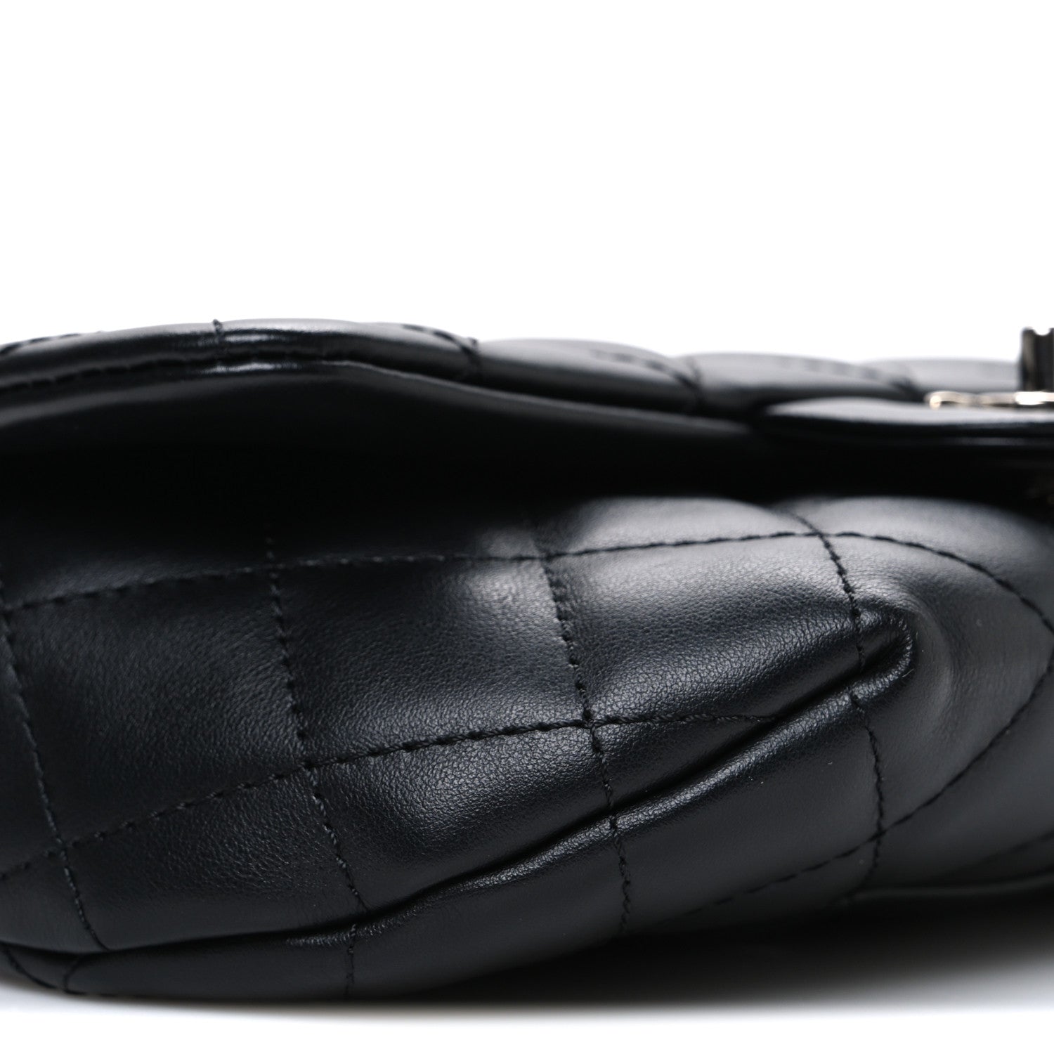 Calfskin Quilted CC Uniform Flap Belt Bag Black