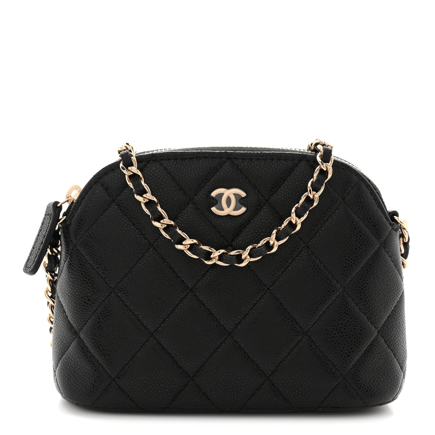 Caviar Quilted Classic Clutch With Chain Black