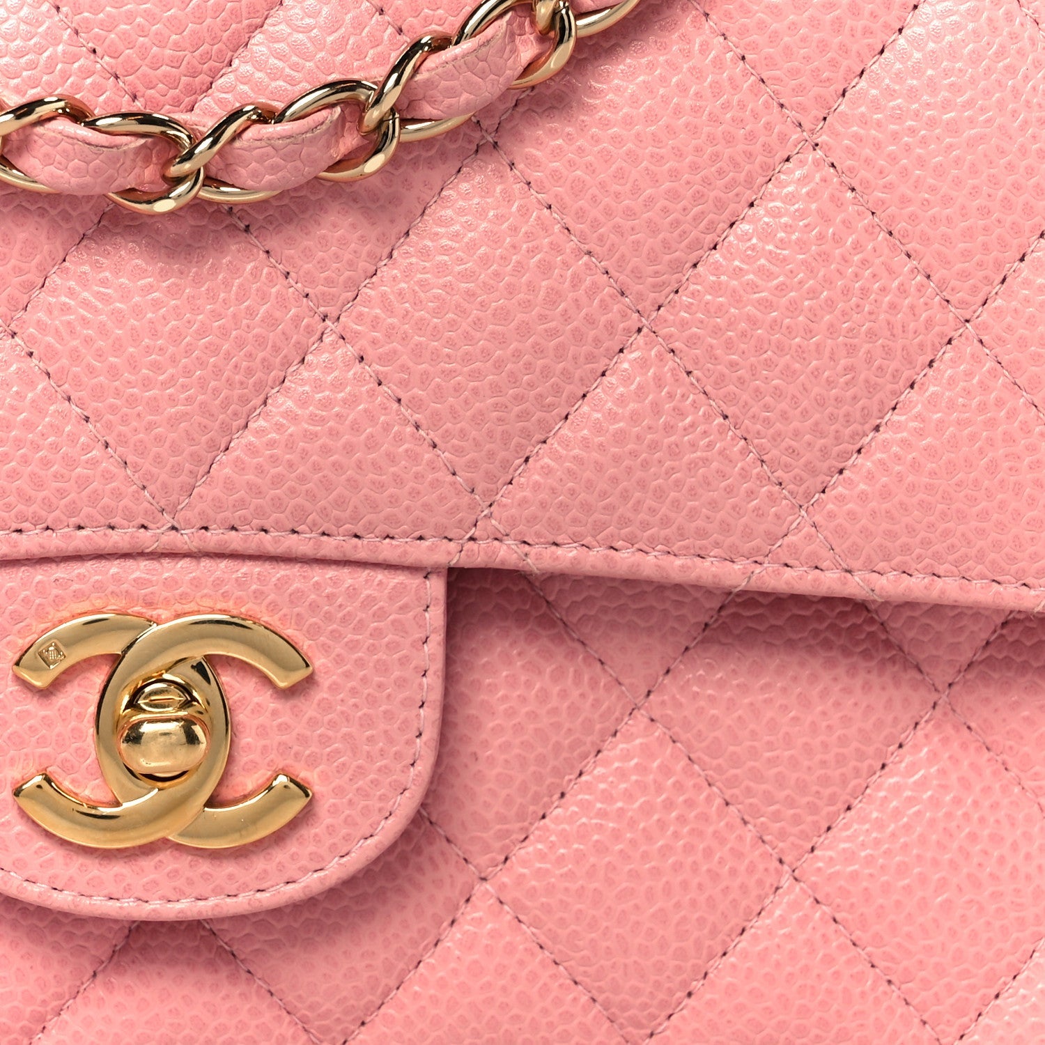 Caviar Quilted Medium Double Flap Pink