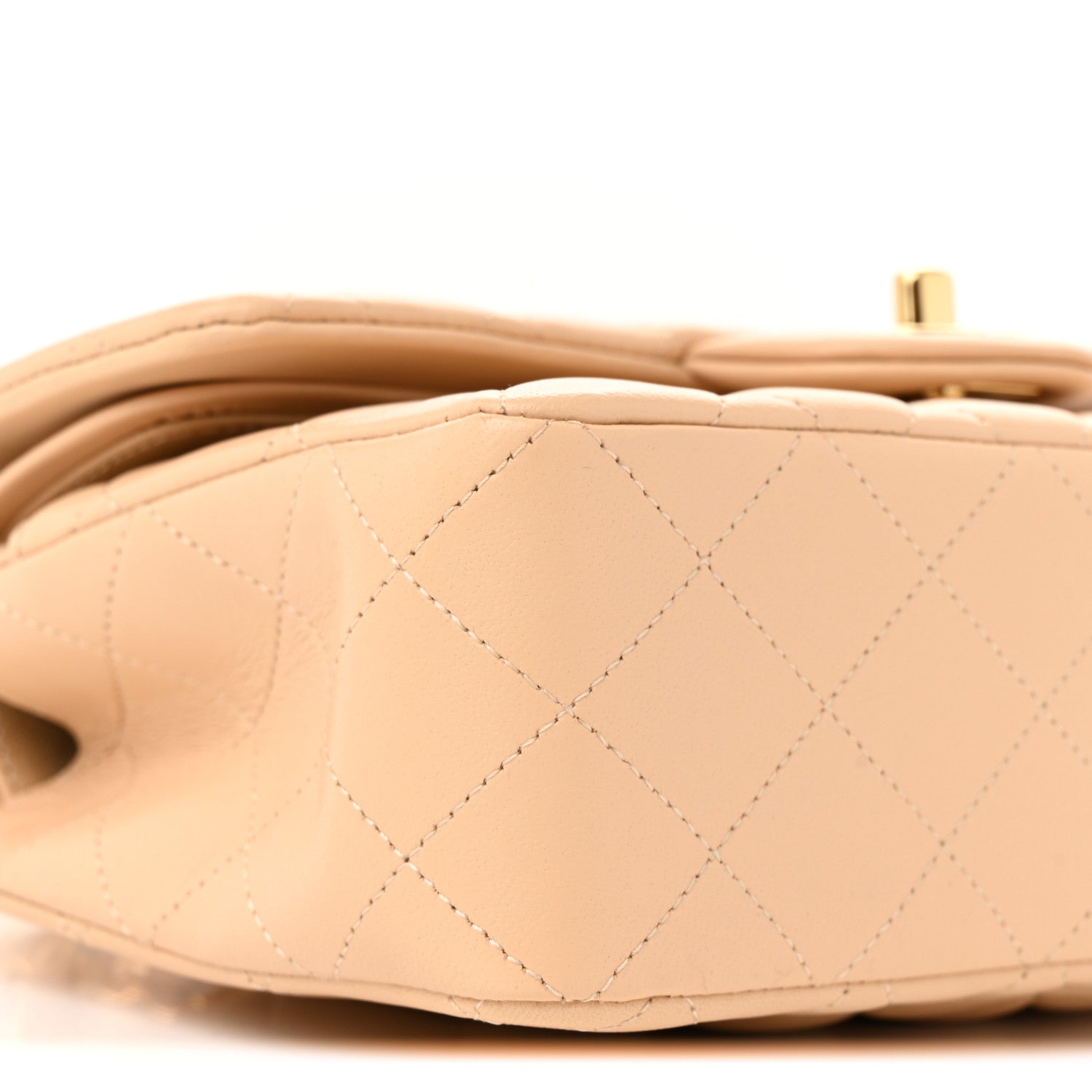 Lambskin Quilted Small Double Flap Beige