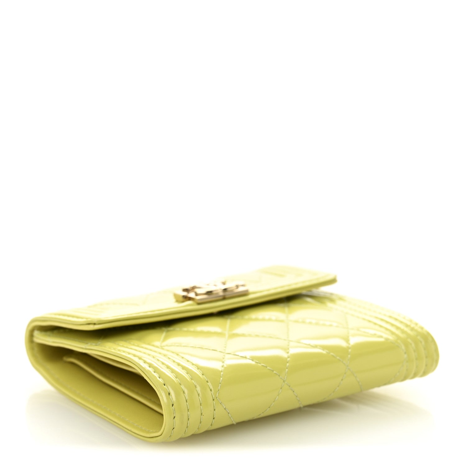 Patent Quilted Compact Boy Wallet Yellow
