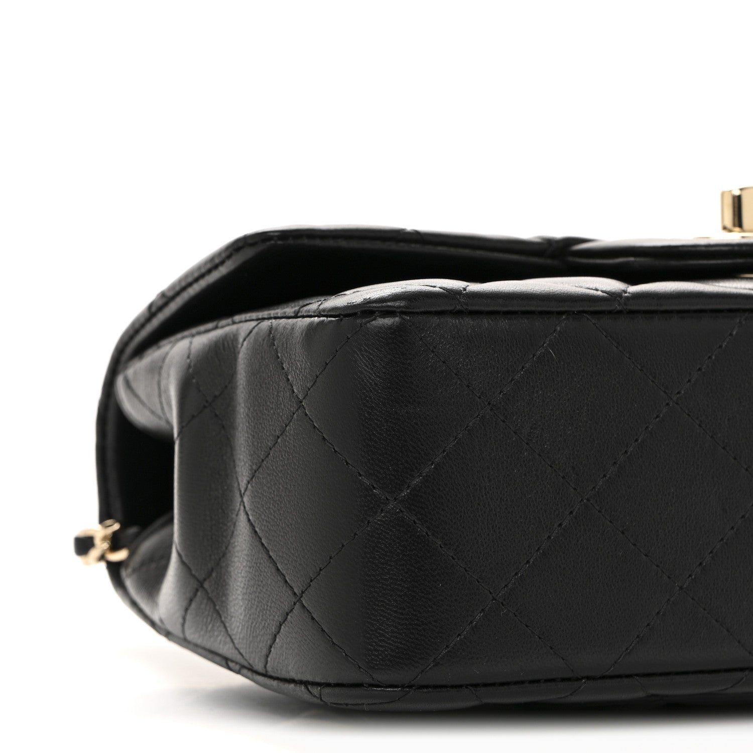Lambskin Quilted Mini Top Handle Rectangular Flap Black