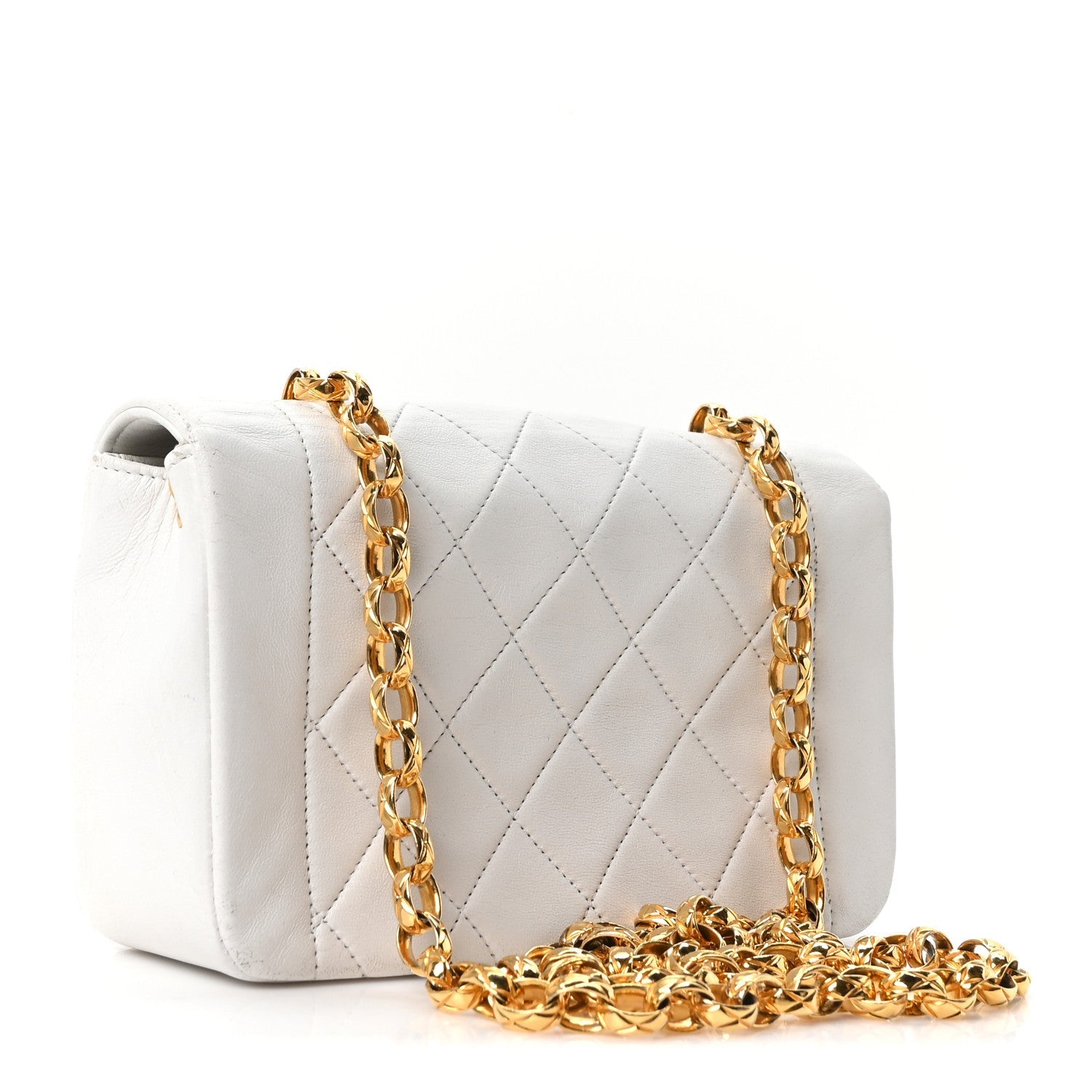 Lambskin Quilted Mini Flap Bag White