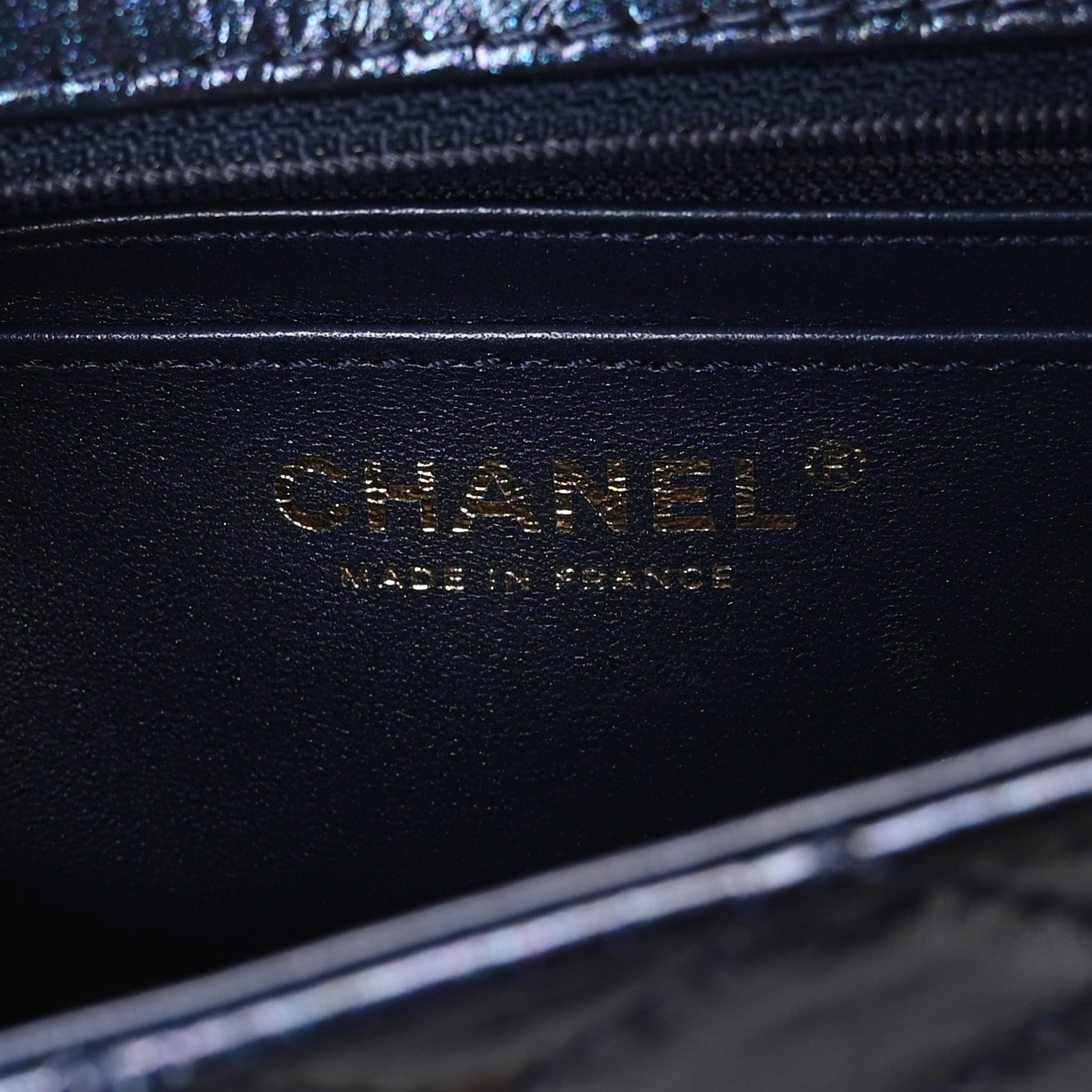 Iridescent Aged Calfskin Quilted 2.55 Reissue Mini Flap Navy
