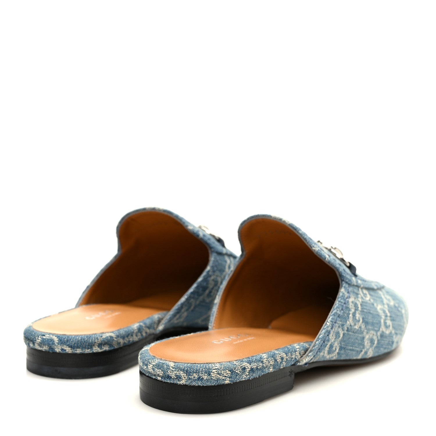 New Denim GG Malaga Kid Womens Princetown Slippers 37.5 Light Blue Royale