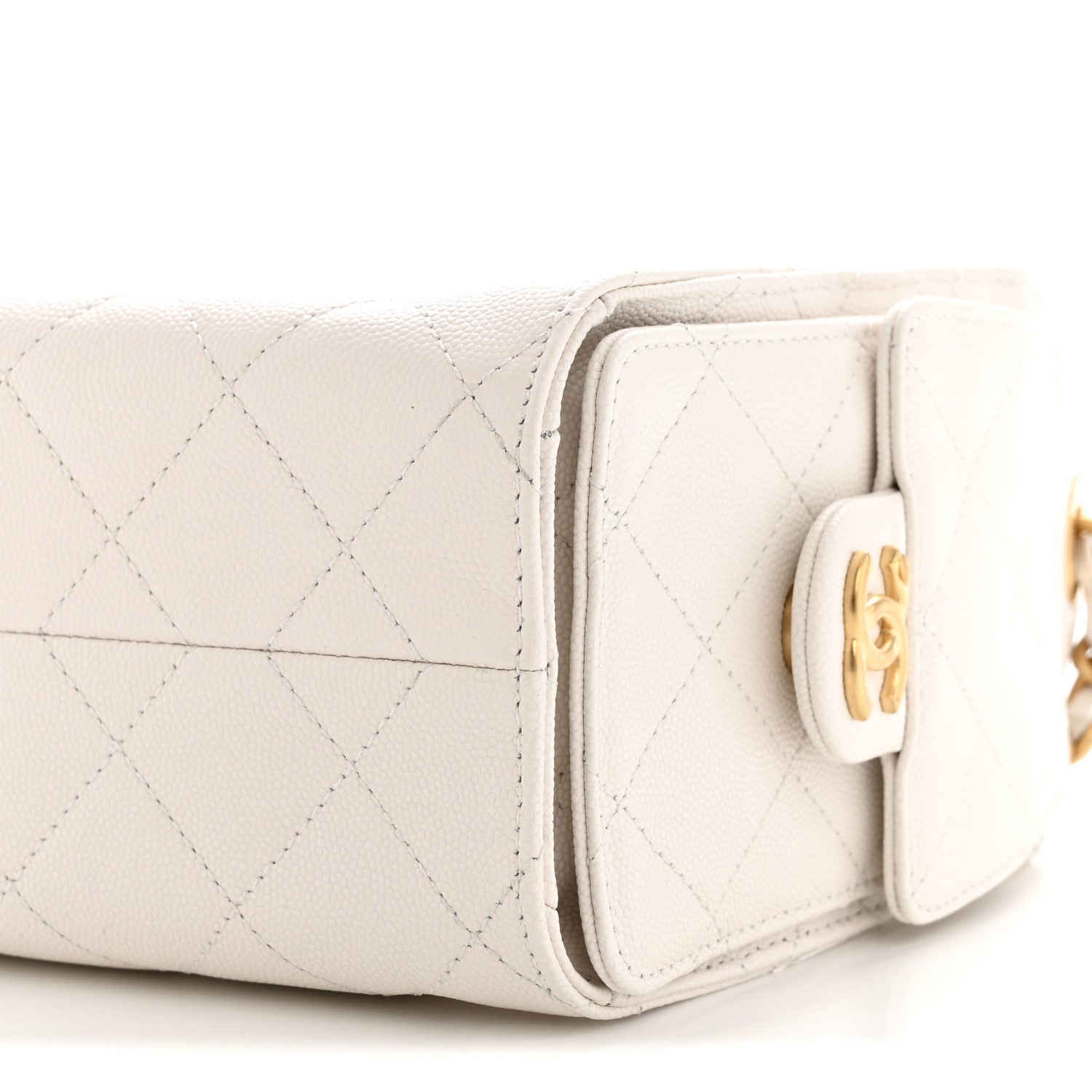 Caviar Quilted Mini Chanel 25 Handbag White