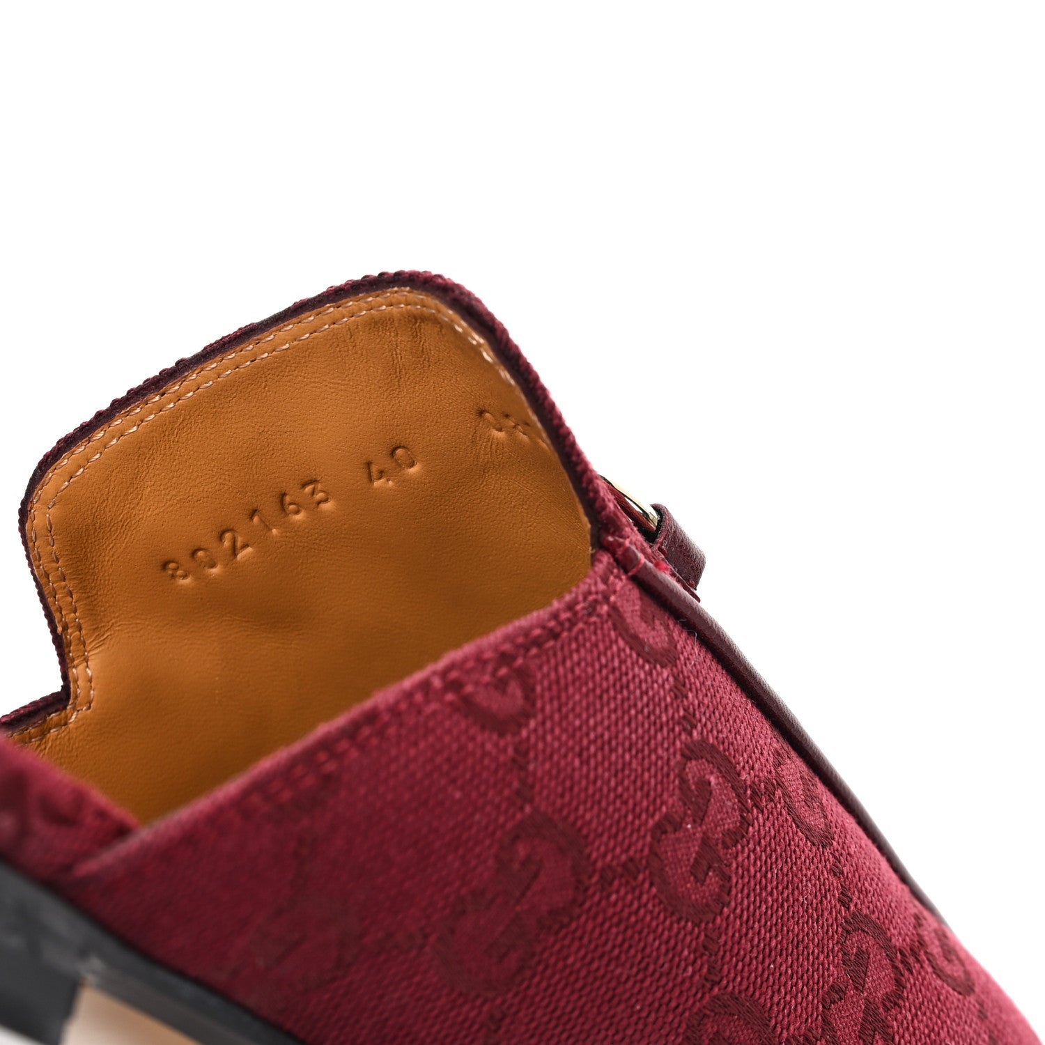 New Canvas GG Monogram Malaga Kid Womens Princetown Slippers 40 Rosso Ancora