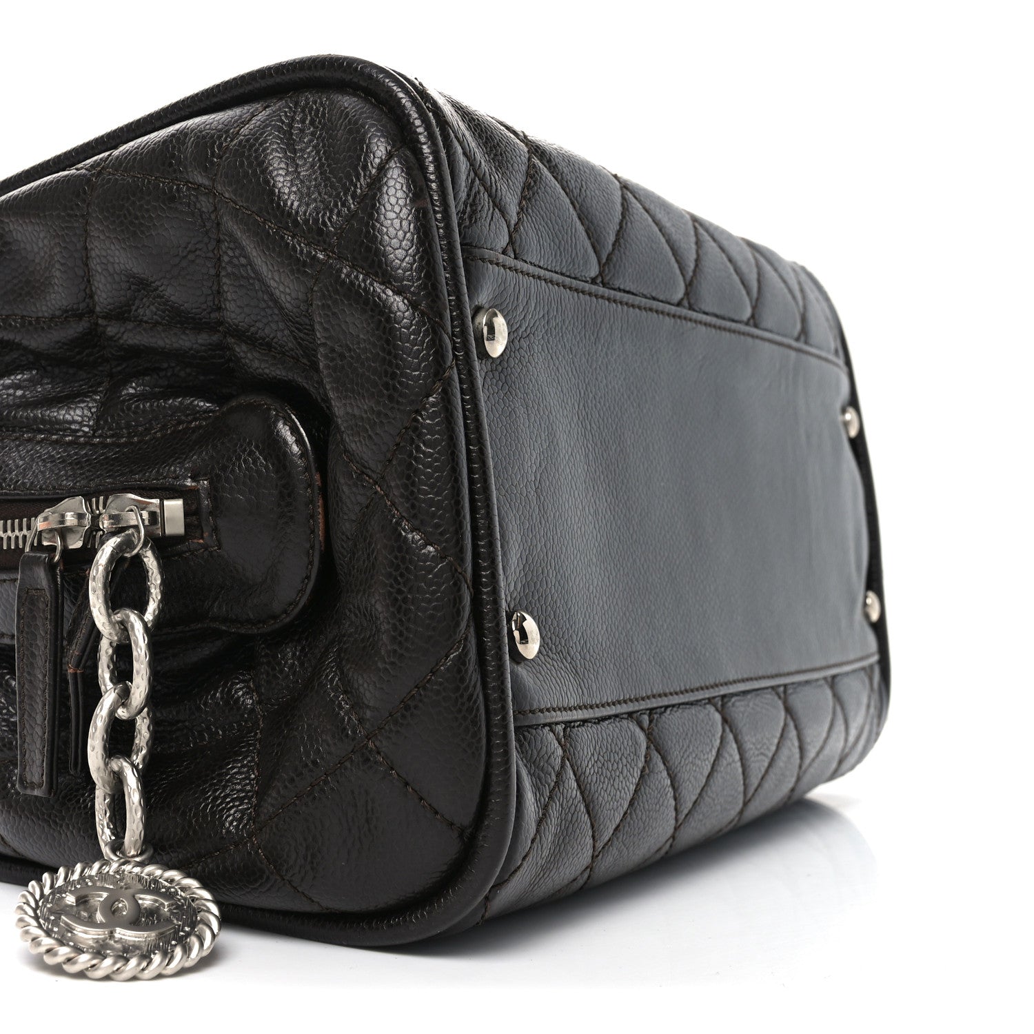 Caviar Quilted CC Timeless Bowler Dark Brown