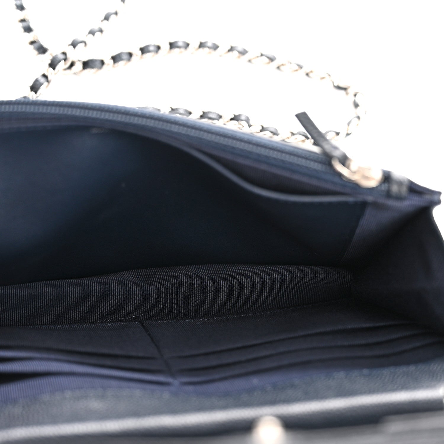Caviar Quilted Wallet on Chain WOC Navy Blue