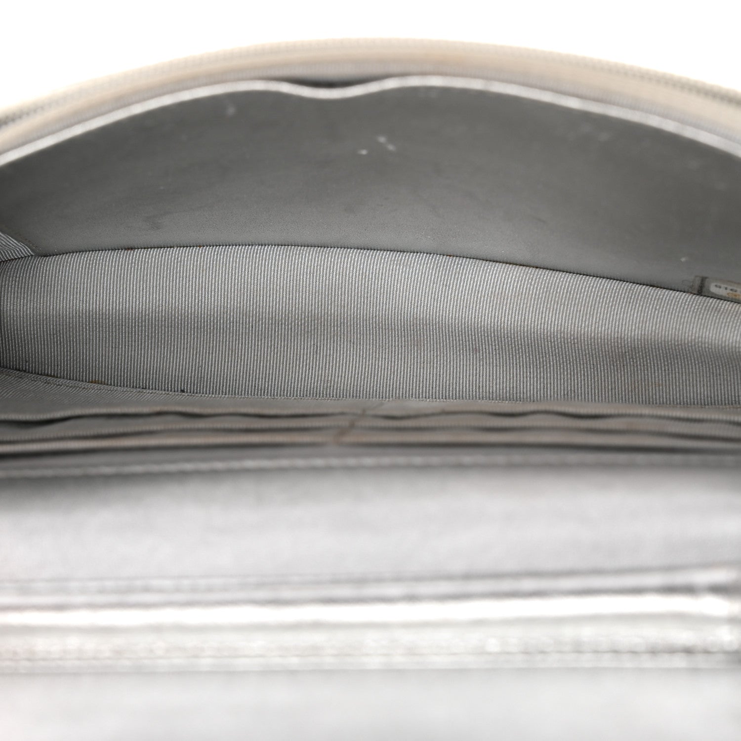 Metallic Lambskin Quilted Wallet On Chain WOC Silver