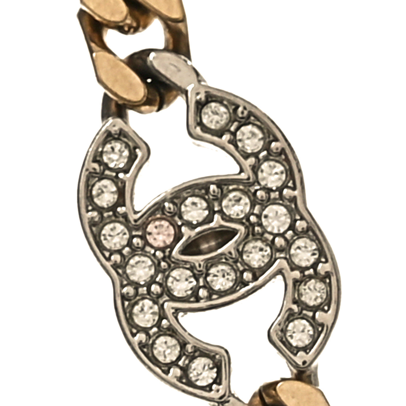 Crystal Chain CC Link Choker Gold Silver