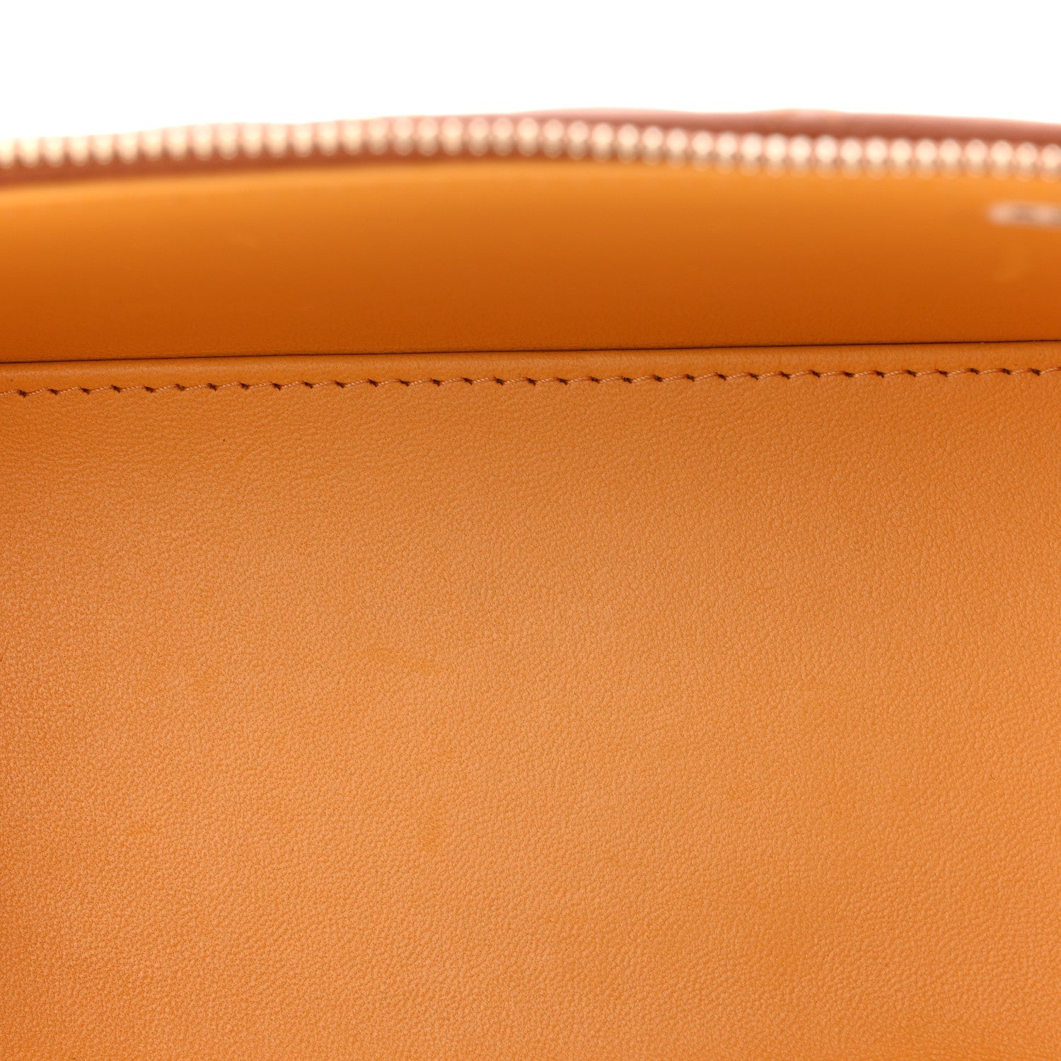 Lambskin Quilted Small Top Handle Vanity Case With Chain Light Brown Yellow
