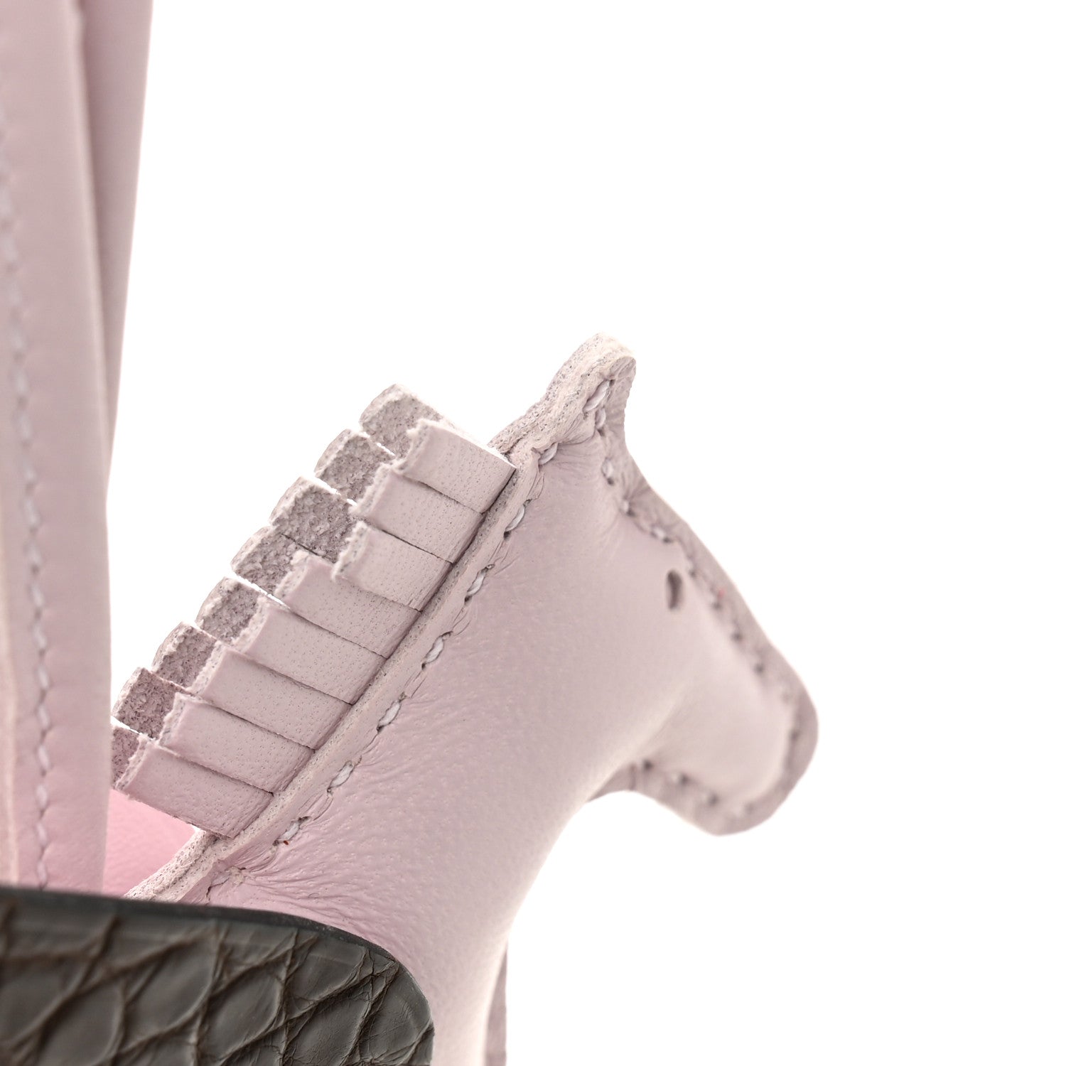 Milo Lambskin Matte Alligator Touch Grigri Rodeo Pegase Horse Bag Charm PM Mauve Pale Ebene