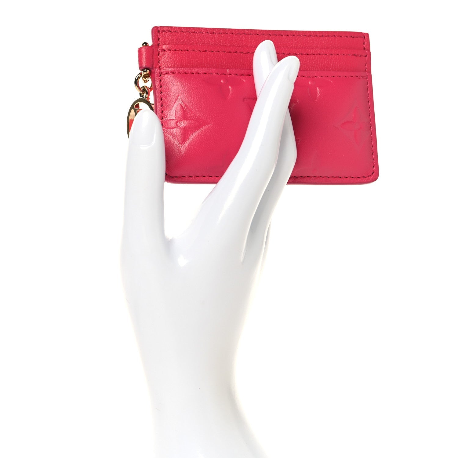Lambskin Embossed Monogram Coussin Card Holder Bougainvillier