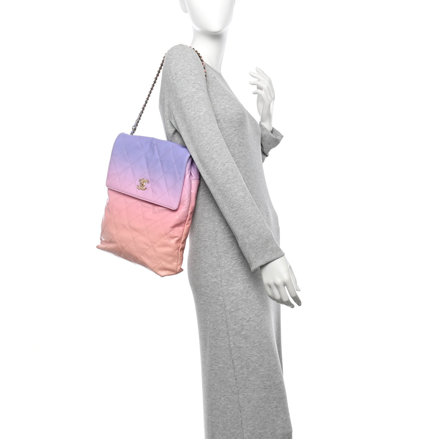 Shaded Calfskin CC Hobo Light Purple Pink Coral