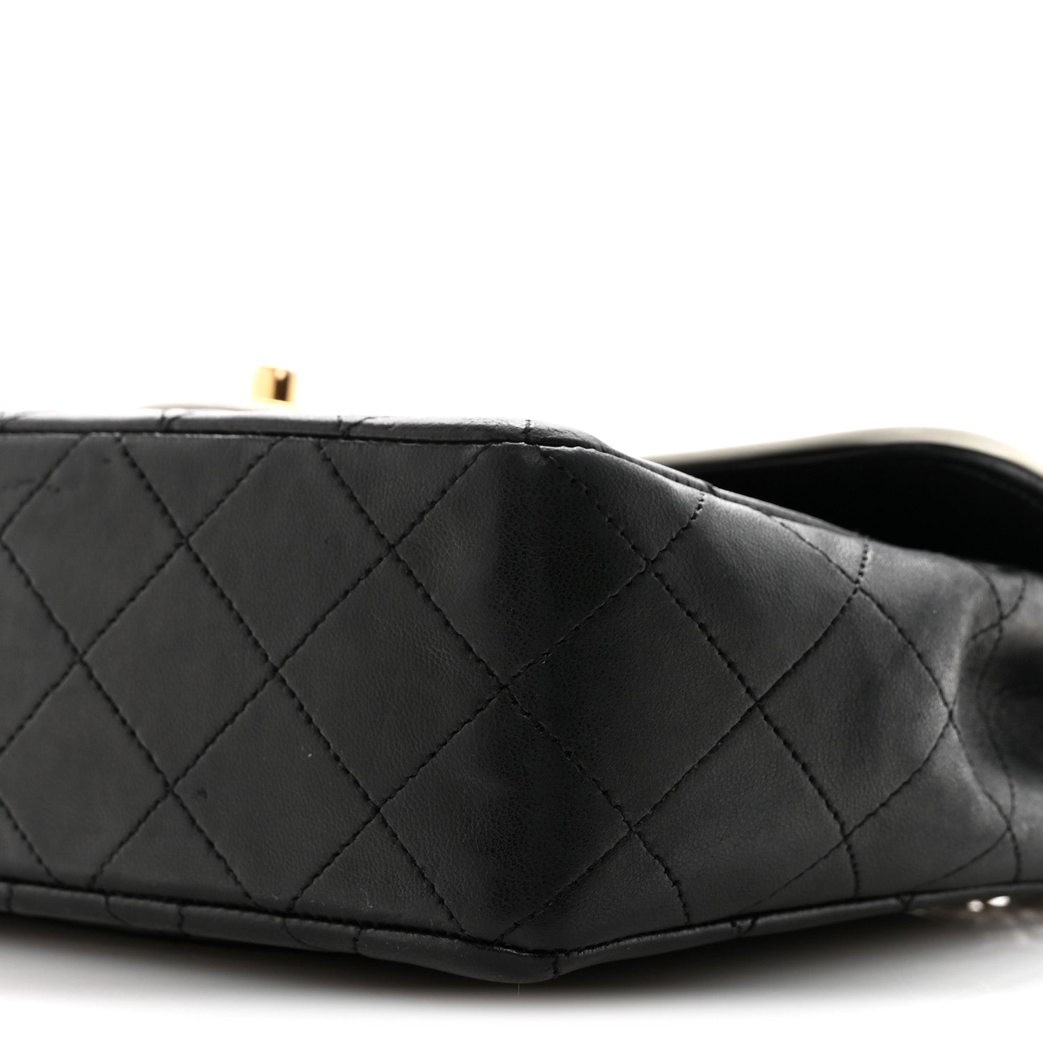 Lambskin Quilted Single Flap Black White