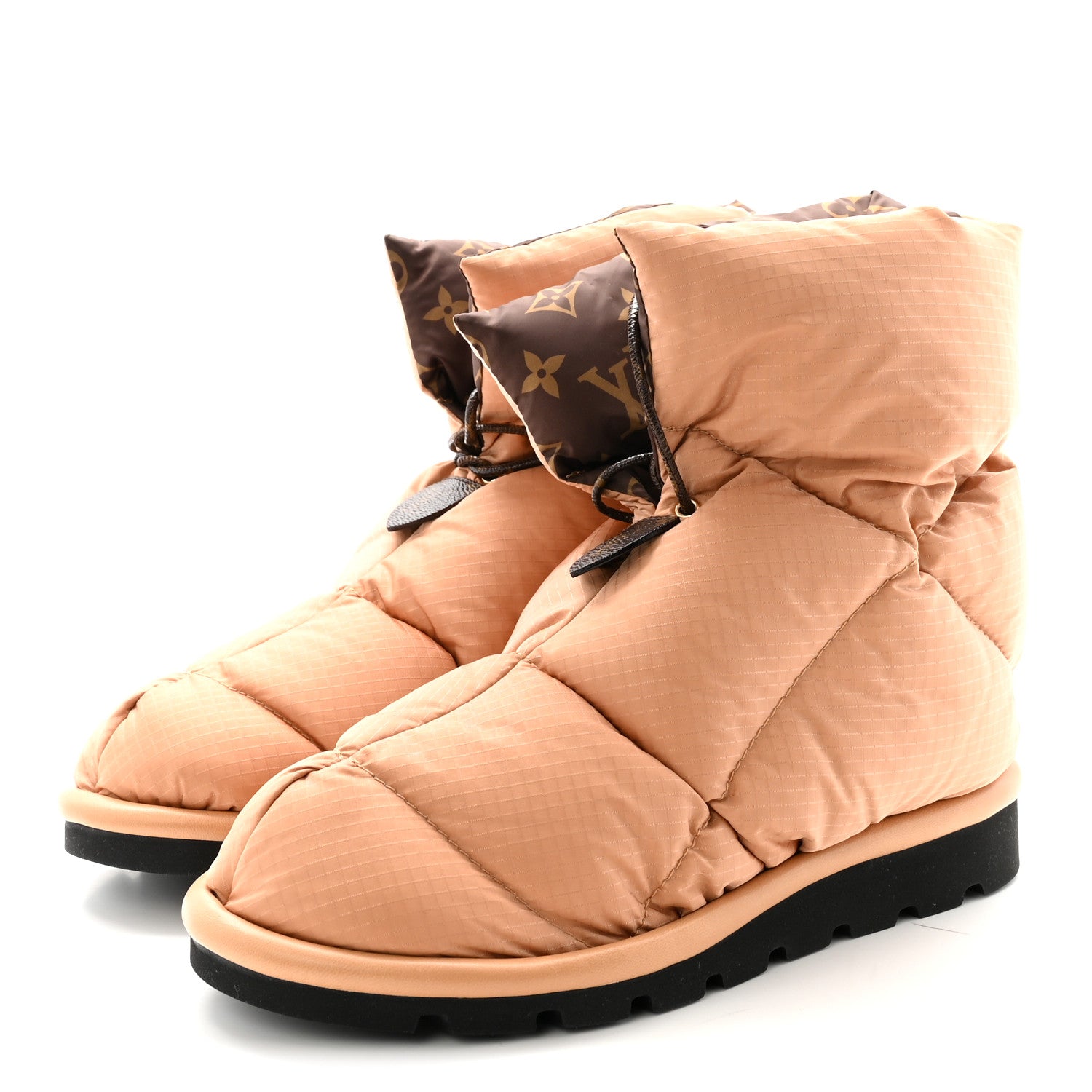Nylon Monogram Pillow Comfort Ankle Boot 38 Beige