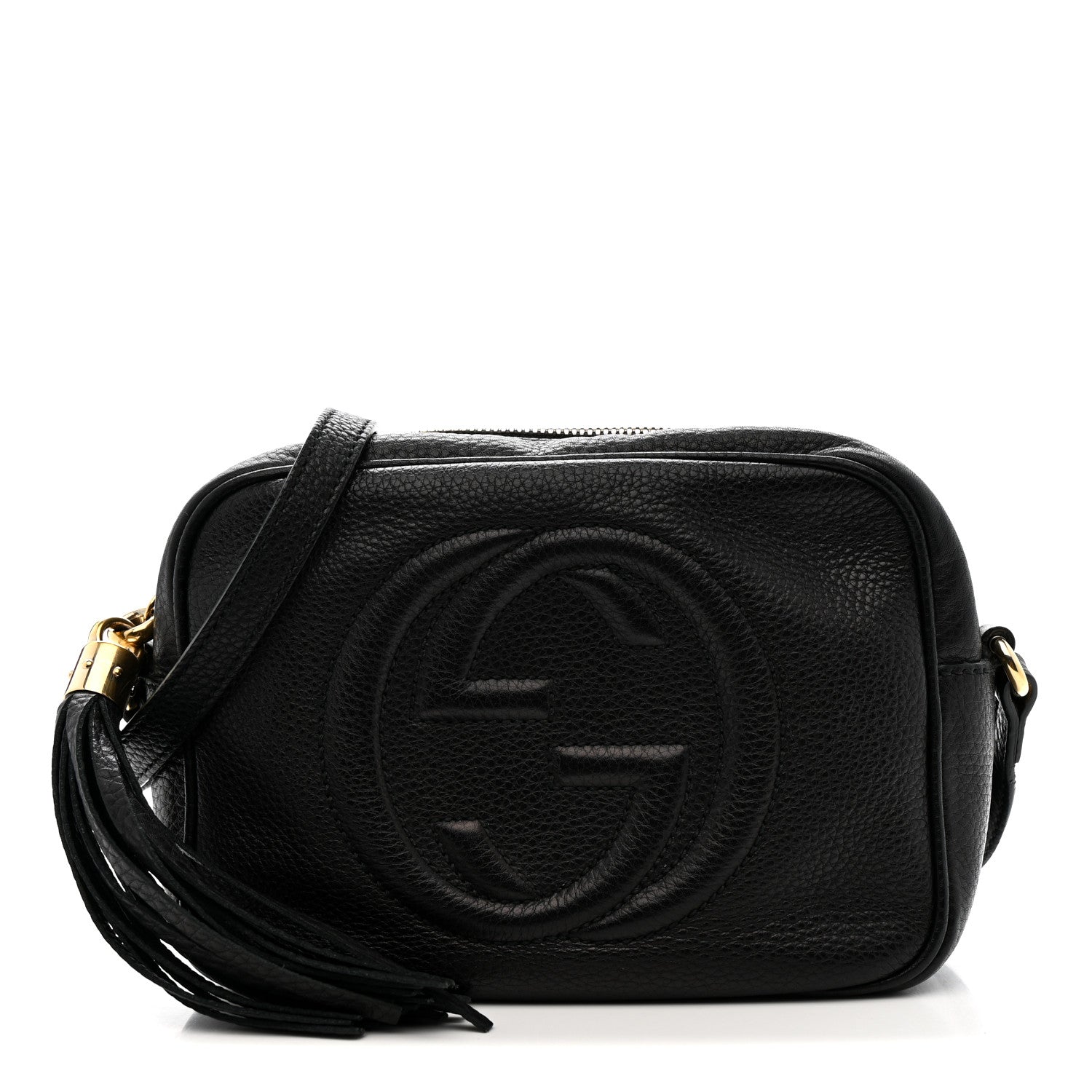 Pebbled Calfskin Small Soho Disco Bag Black