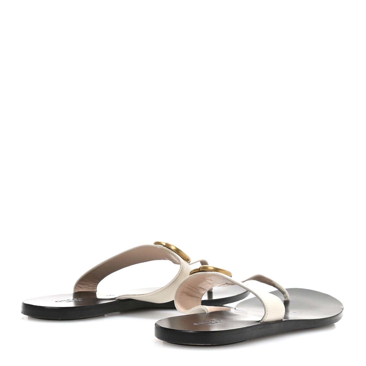 Calfskin GG Marmont Thong Sandals 39 Mystic White