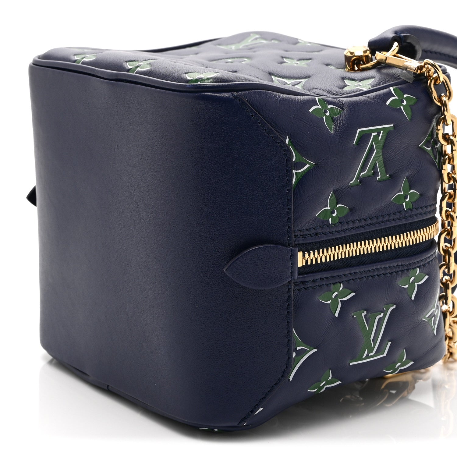 Lambskin Embossed Monogram Square Bag Blue Green