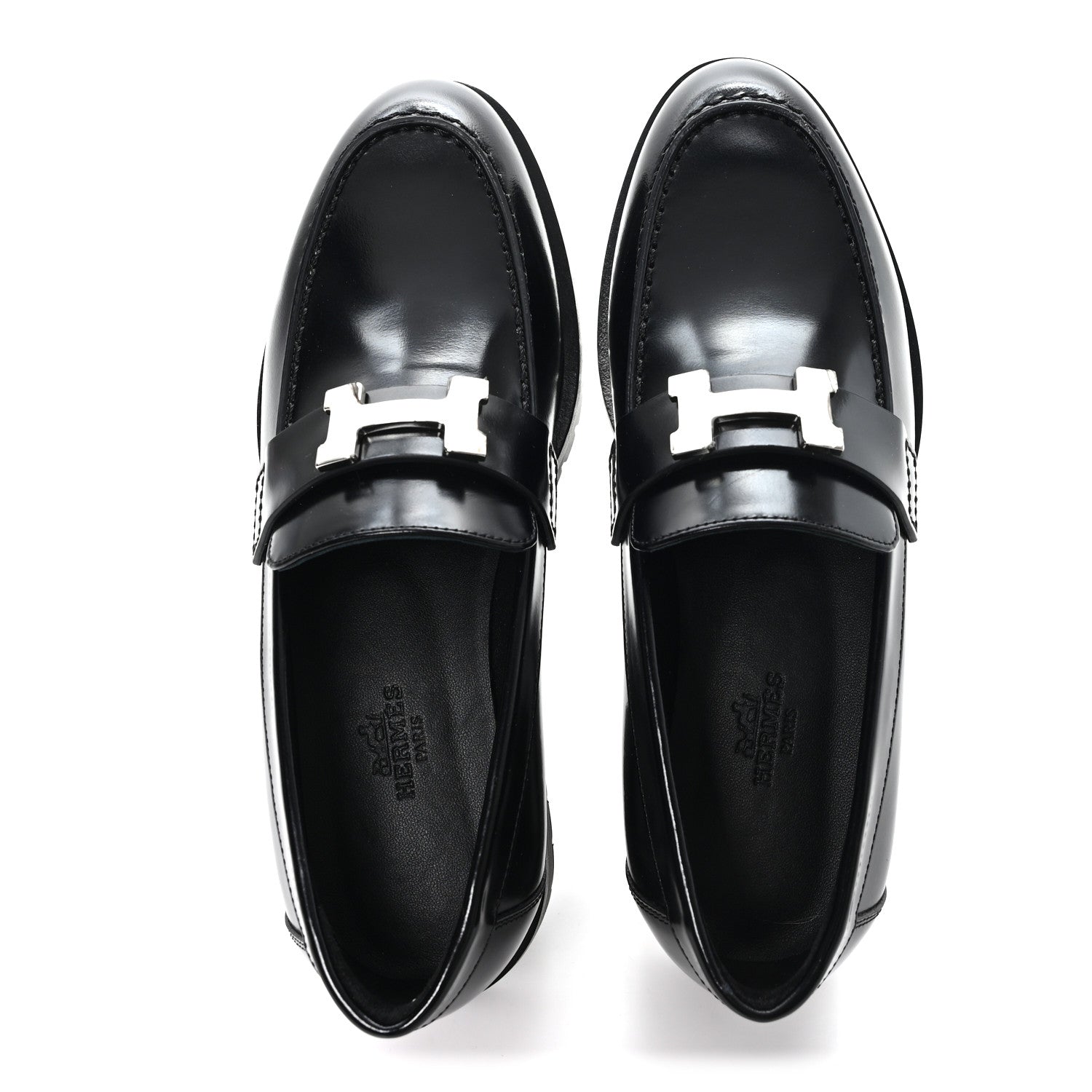 Calfskin Womens Faubourg Loafers 35 Black