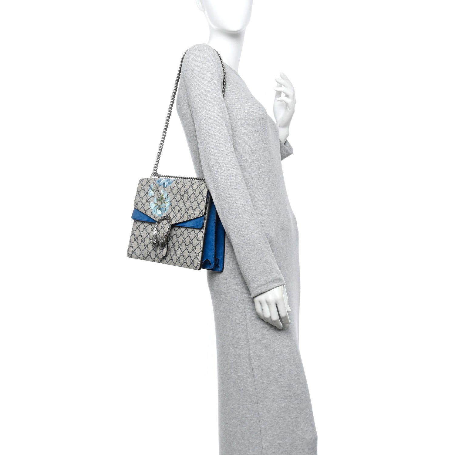 GG Supreme Monogram Blooms Medium Dionysus Shoulder Bag Beige Navy Vintage Blue