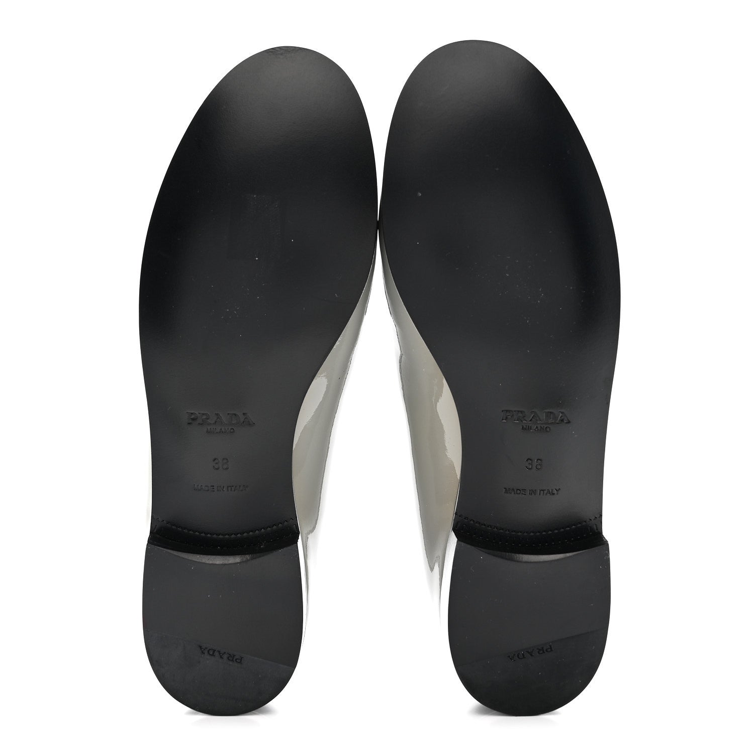 Vernice Metal Triangle Logo 25mm Loafers 38 Granito