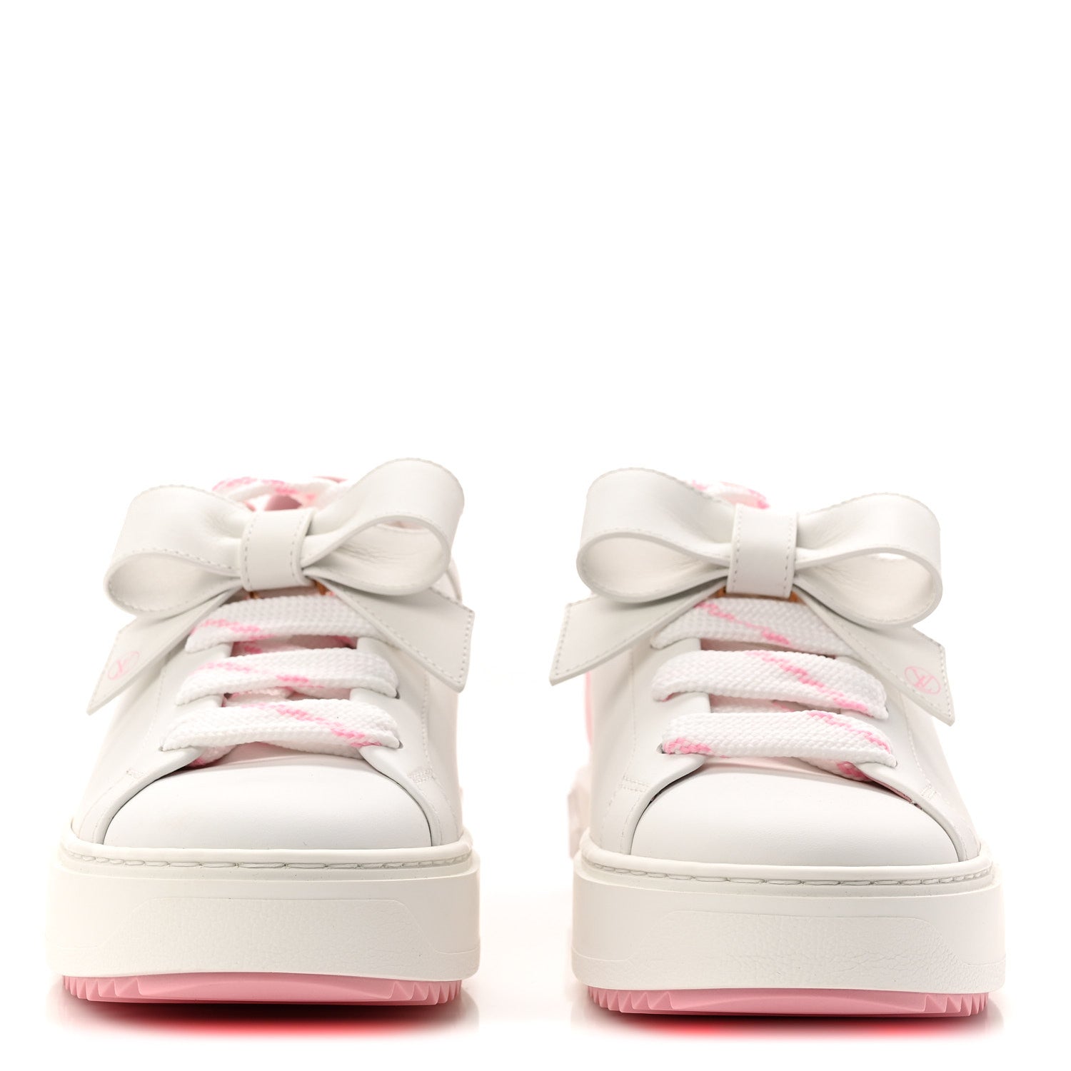 Calfskin Time Out Bow Sneakers 38 White Pink
