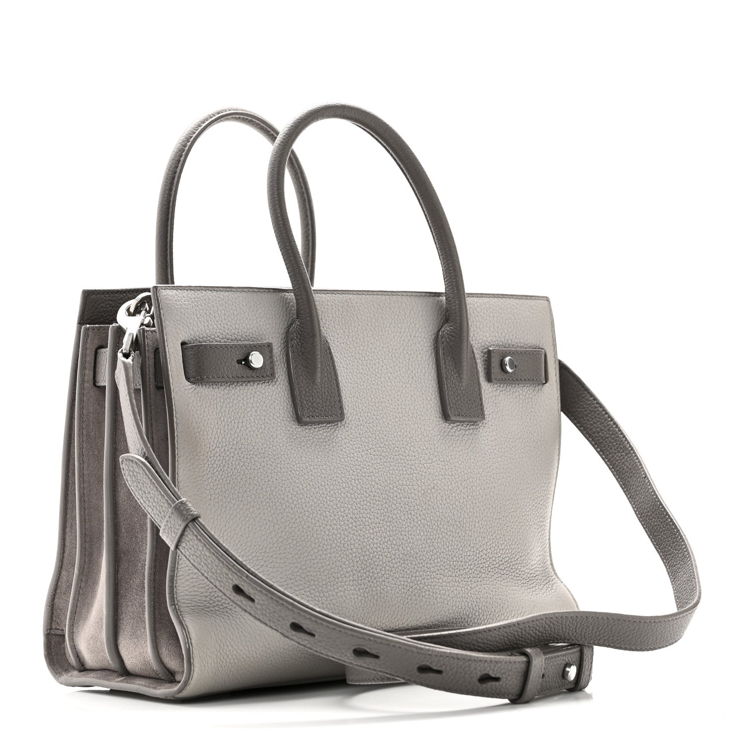 Grained Calfskin Bi-Color Baby Supple Sac De Jour Souris Fog