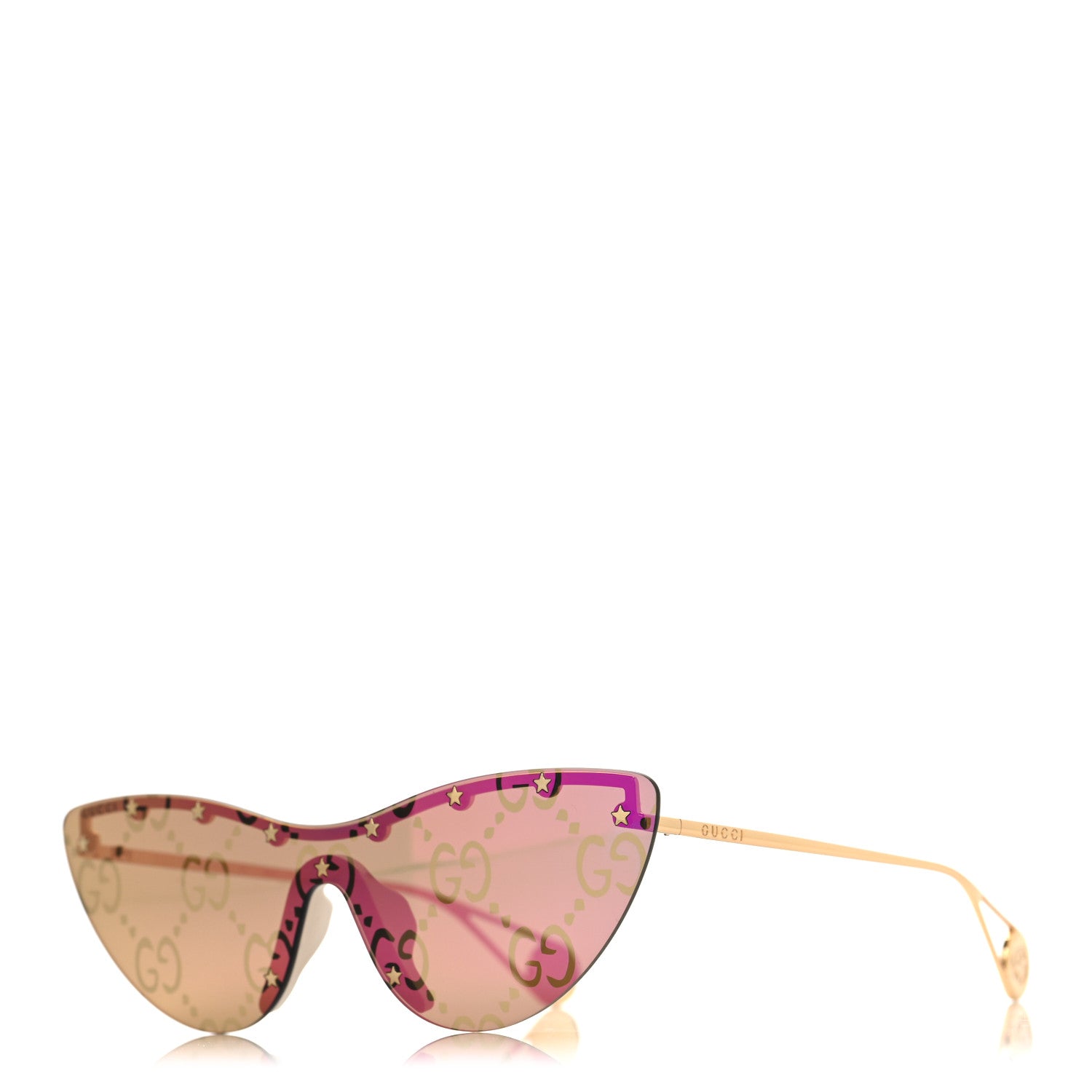 Metal Rimless Star Studded Monogram 90mm Cat Eye GG0666S Sunglasses Mirror Purple