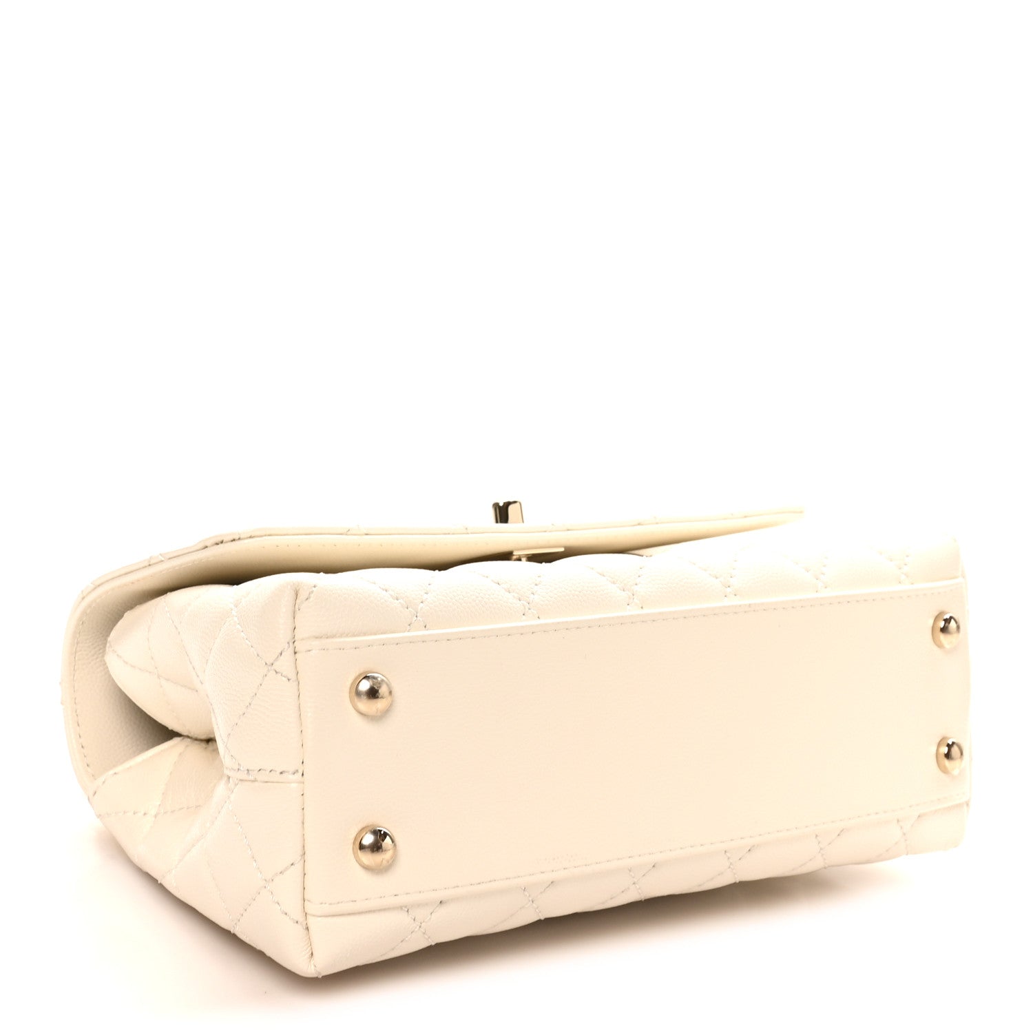 Caviar Quilted Mini Coco Handle Flap White
