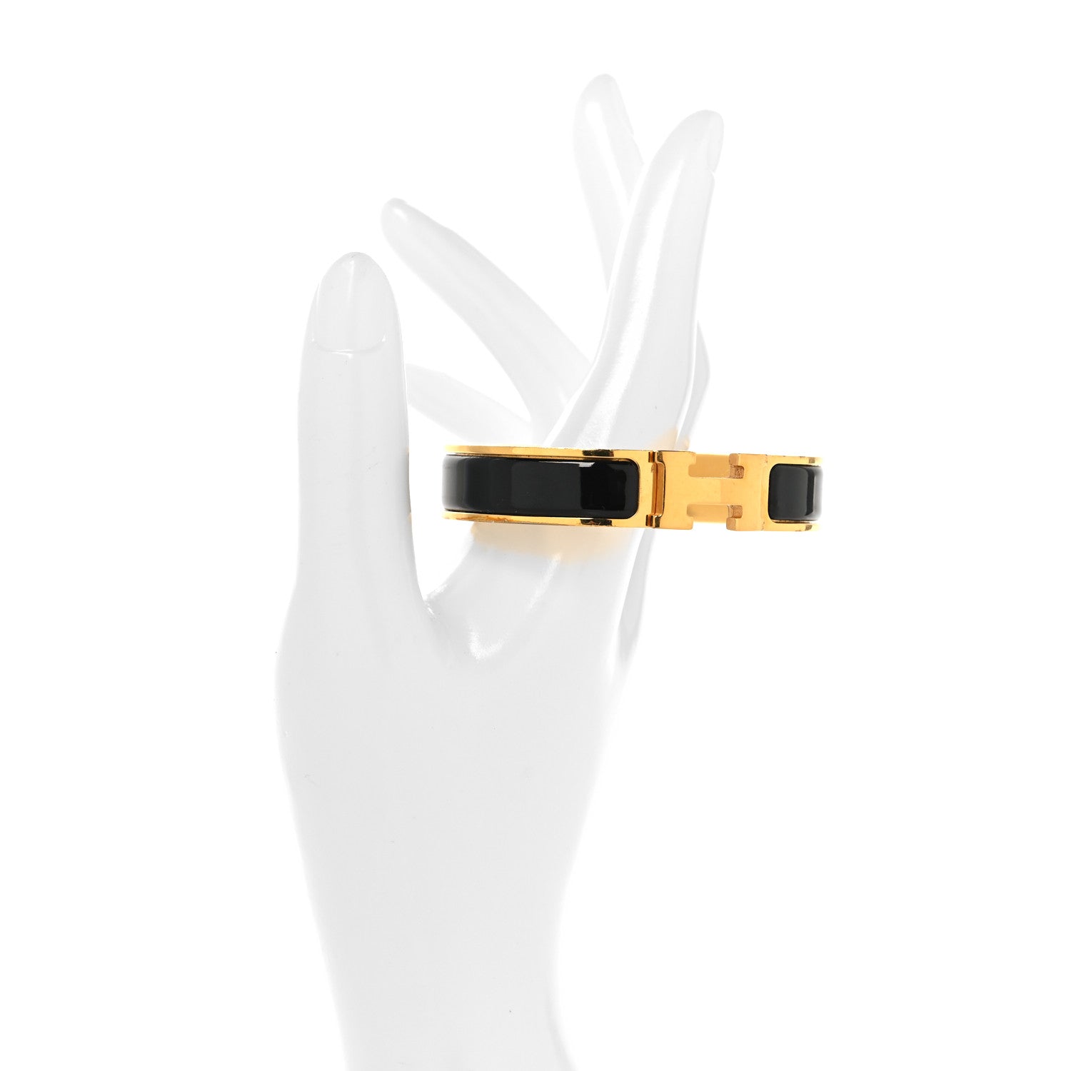 Enamel Narrow Clic Clac H Bracelet PM Black