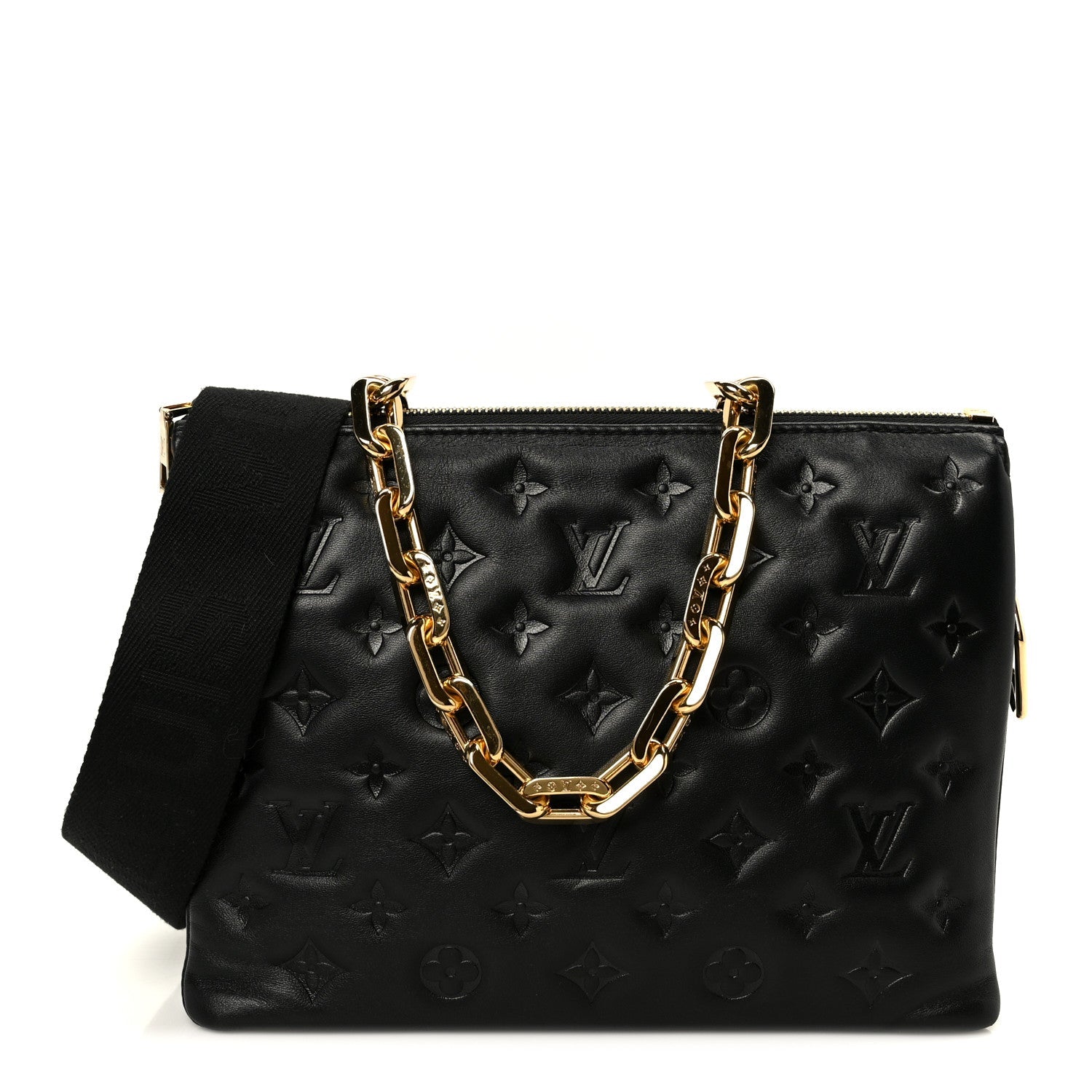 Lambskin Embossed Monogram Coussin PM Black