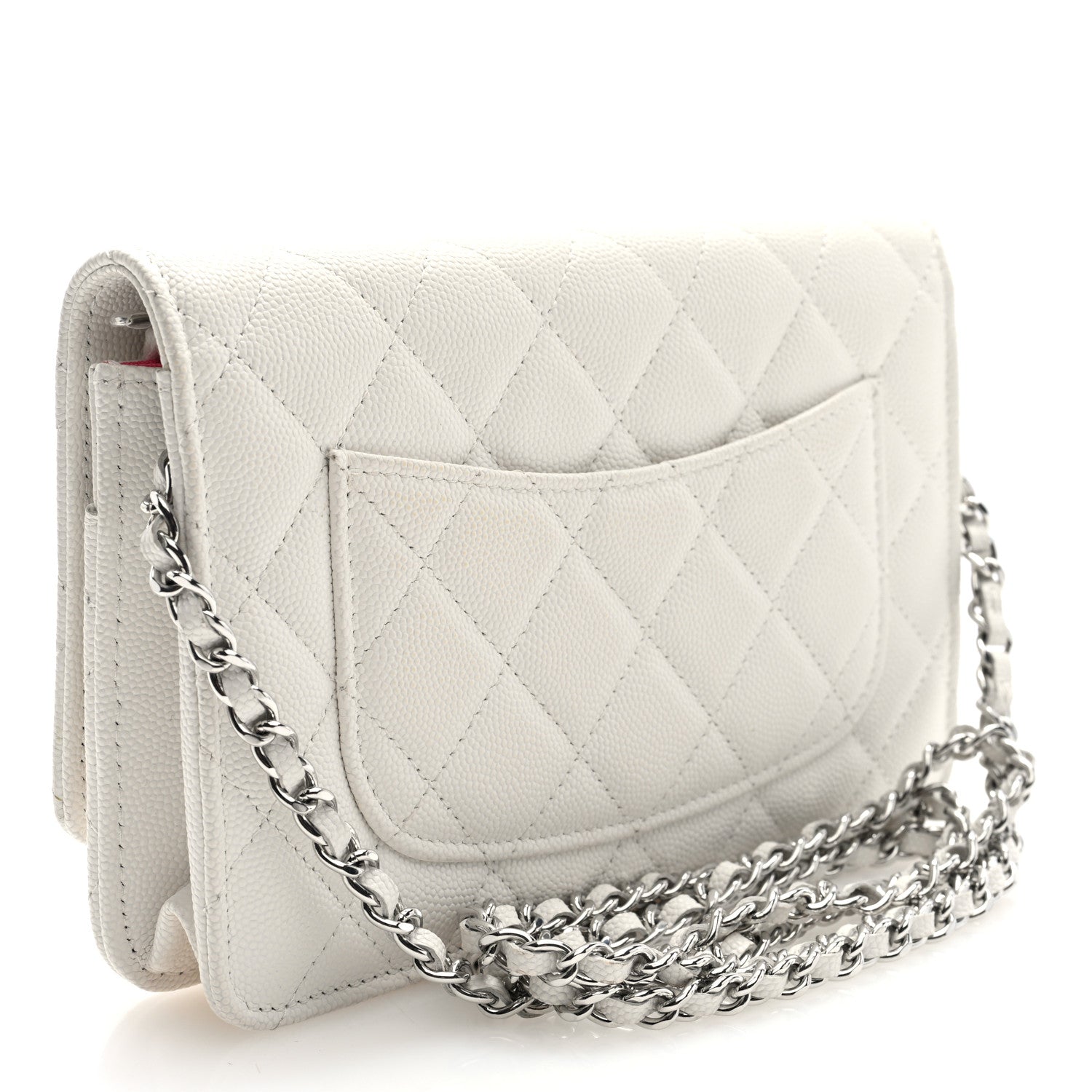 Caviar Quilted Chanel 19 Wallet on Chain WOC White Pink